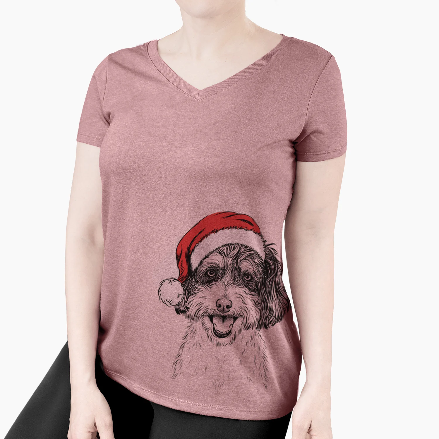 Santa Carlos the Cavapoo - Women's Perfect V-neck Shirt - Image 3