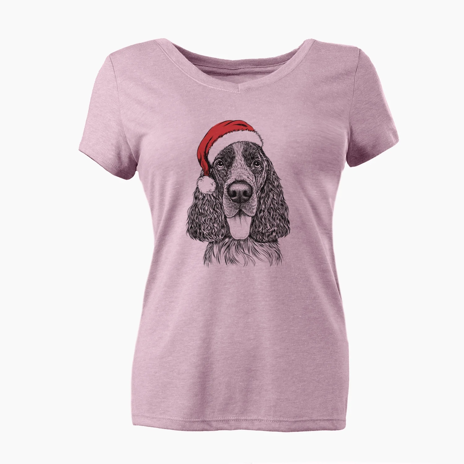 Santa Duke the English Springer Spaniel - Women's Perfect V-neck Shirt - Image 6