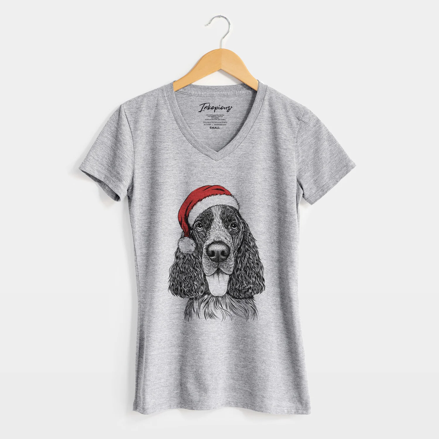 Santa Duke the English Springer Spaniel - Women's Perfect V-neck Shirt - Image 8
