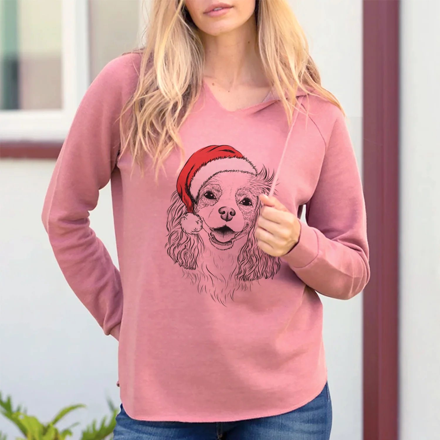 Santa Halley Comet the Cavalier King Charles Spaniel - Cali Wave Hooded Sweatshirt - Image 2