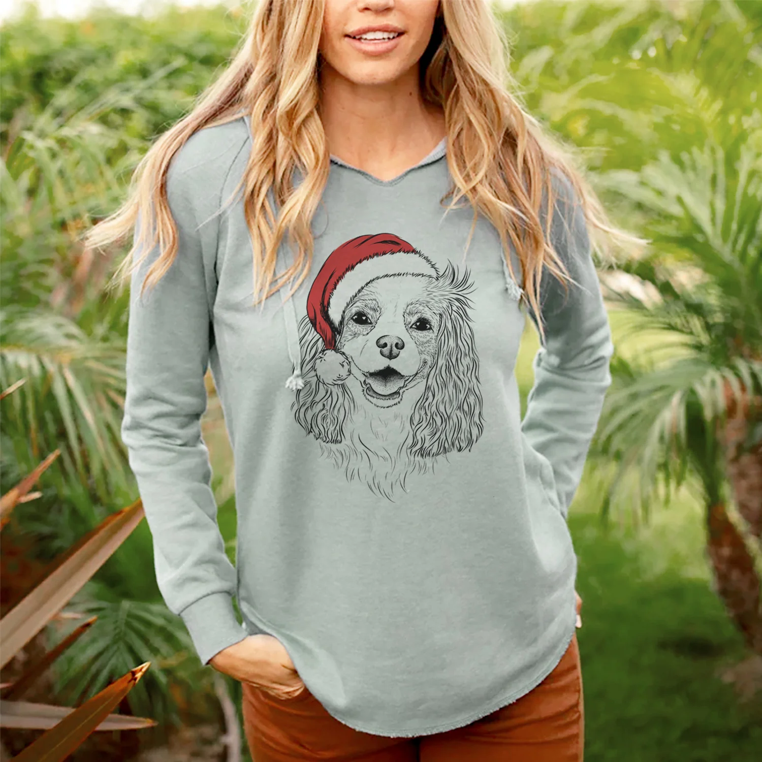 Santa Halley Comet the Cavalier King Charles Spaniel - Cali Wave Hooded Sweatshirt - Image 3