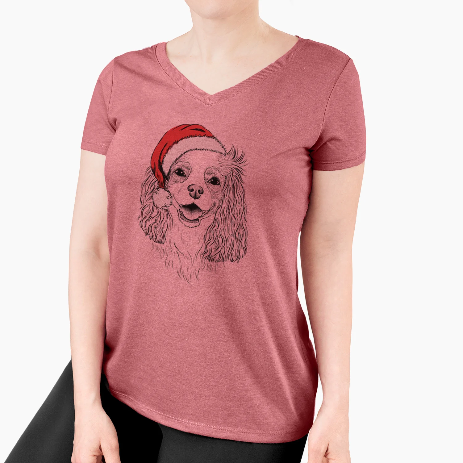 Santa Halley Comet the Cavalier King Charles Spaniel - Women's Perfect V-neck Shirt - Image 7