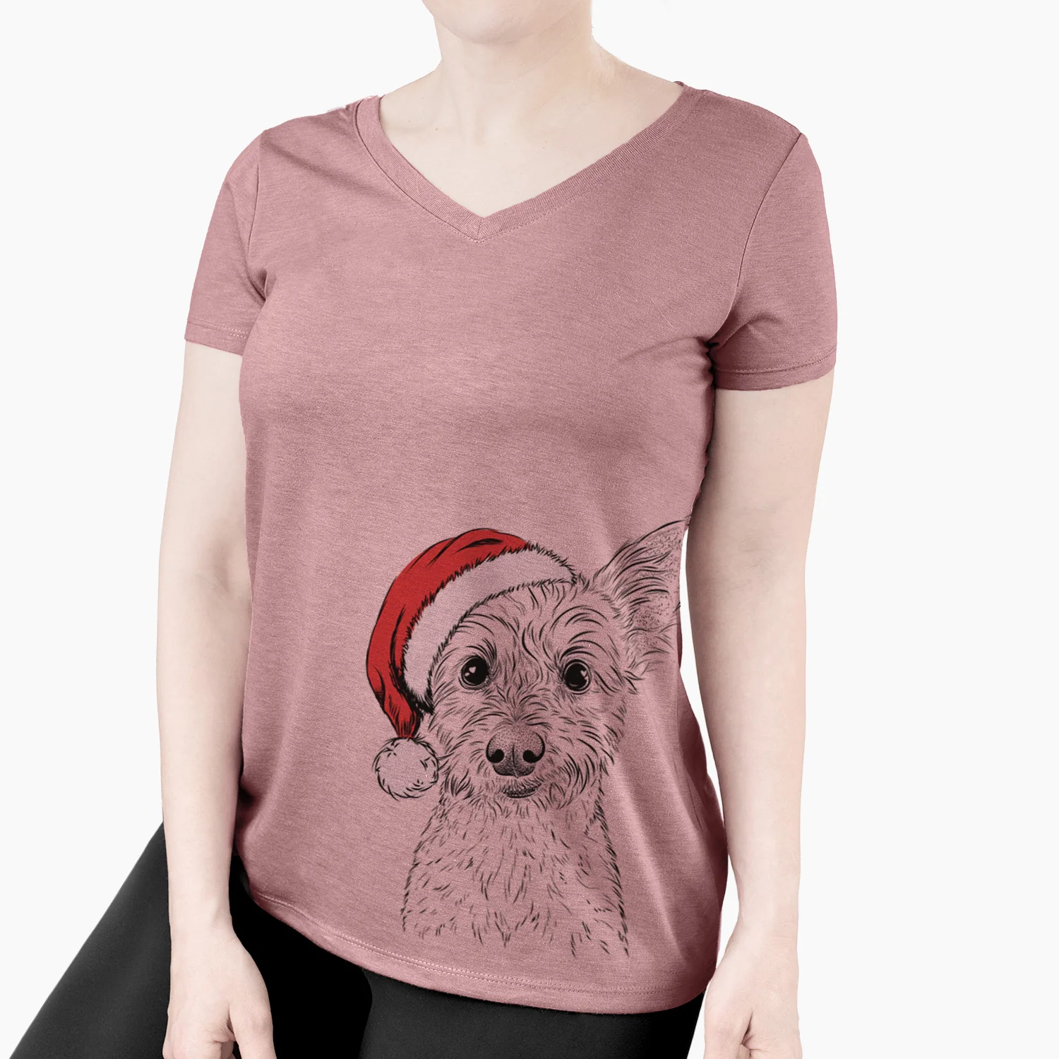Santa Heidi the Schnauzer Mix - Women's Perfect V-neck Shirt - Image 3
