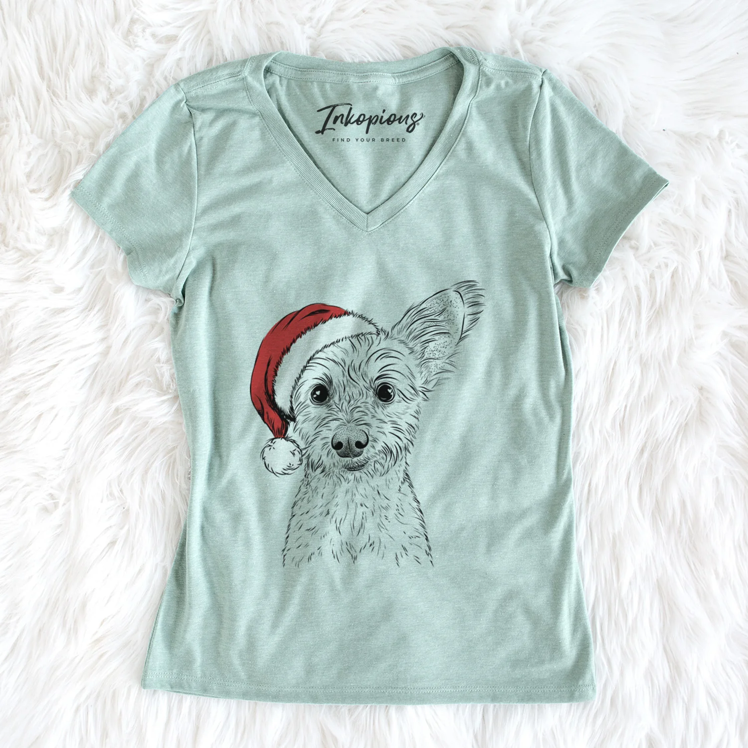 Santa Heidi the Schnauzer Mix - Women's Perfect V-neck Shirt - Image 5