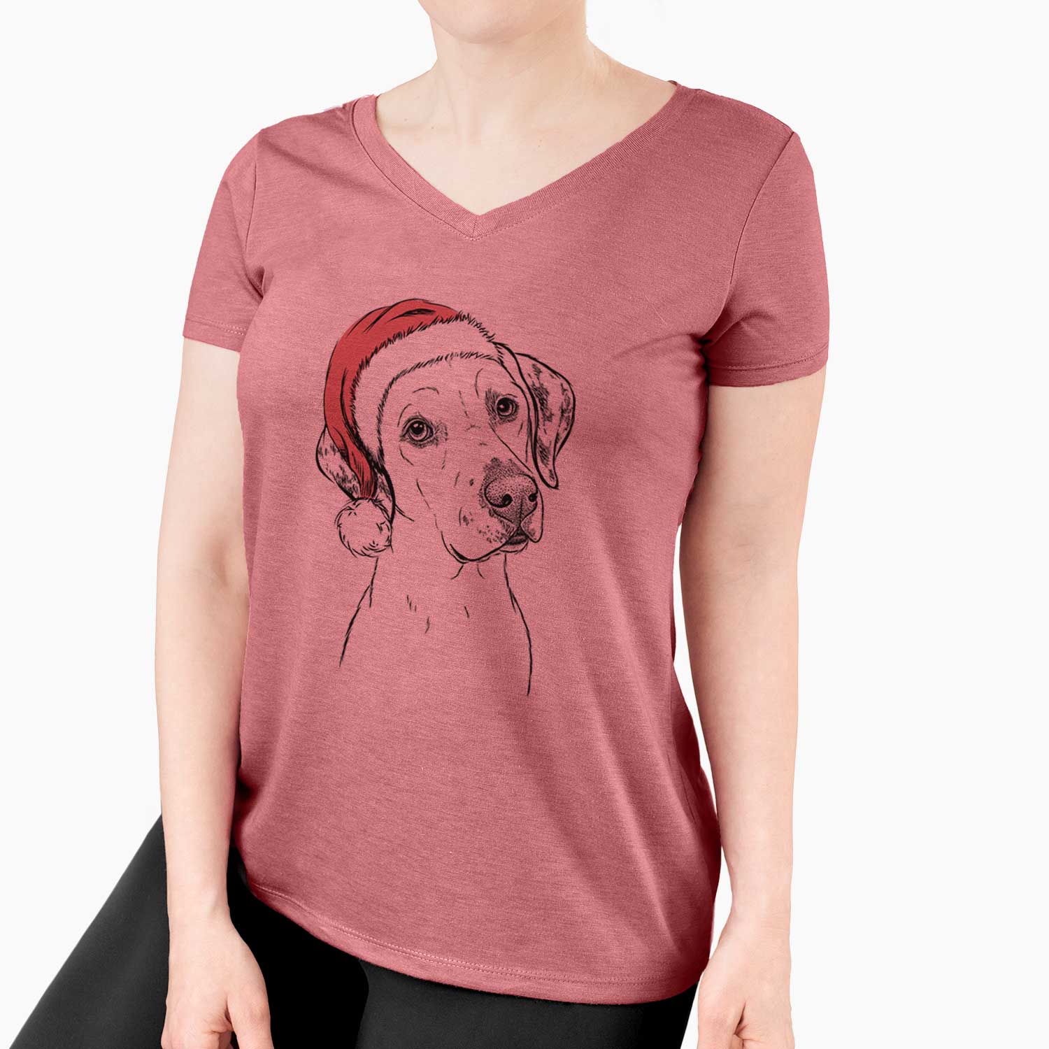 Santa Lucky the Dalmatian - Women's V-neck Shirt - Image 7