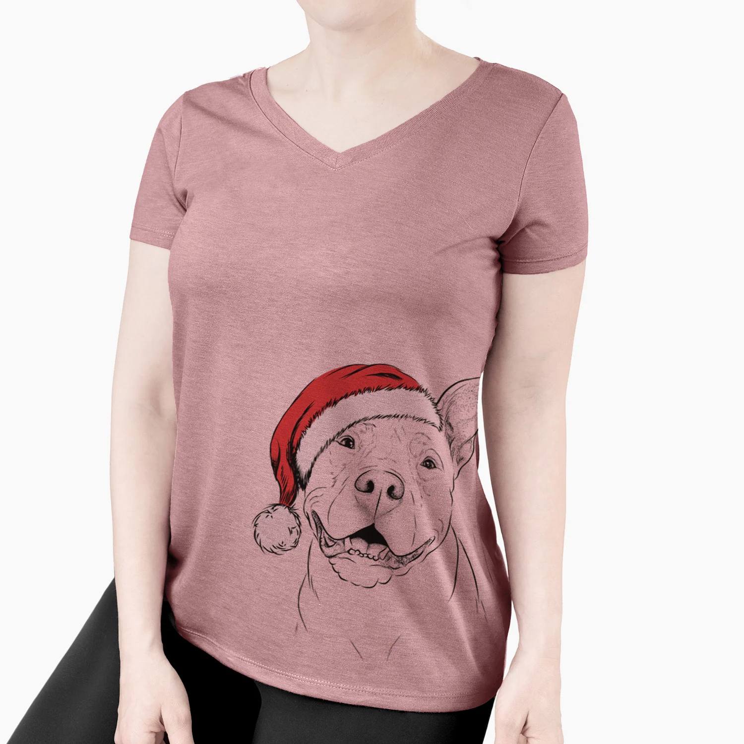 Santa Malibu the Staffordshire Terrier/Pitbull Mix - Women's Perfect V-neck Shirt - Image 3