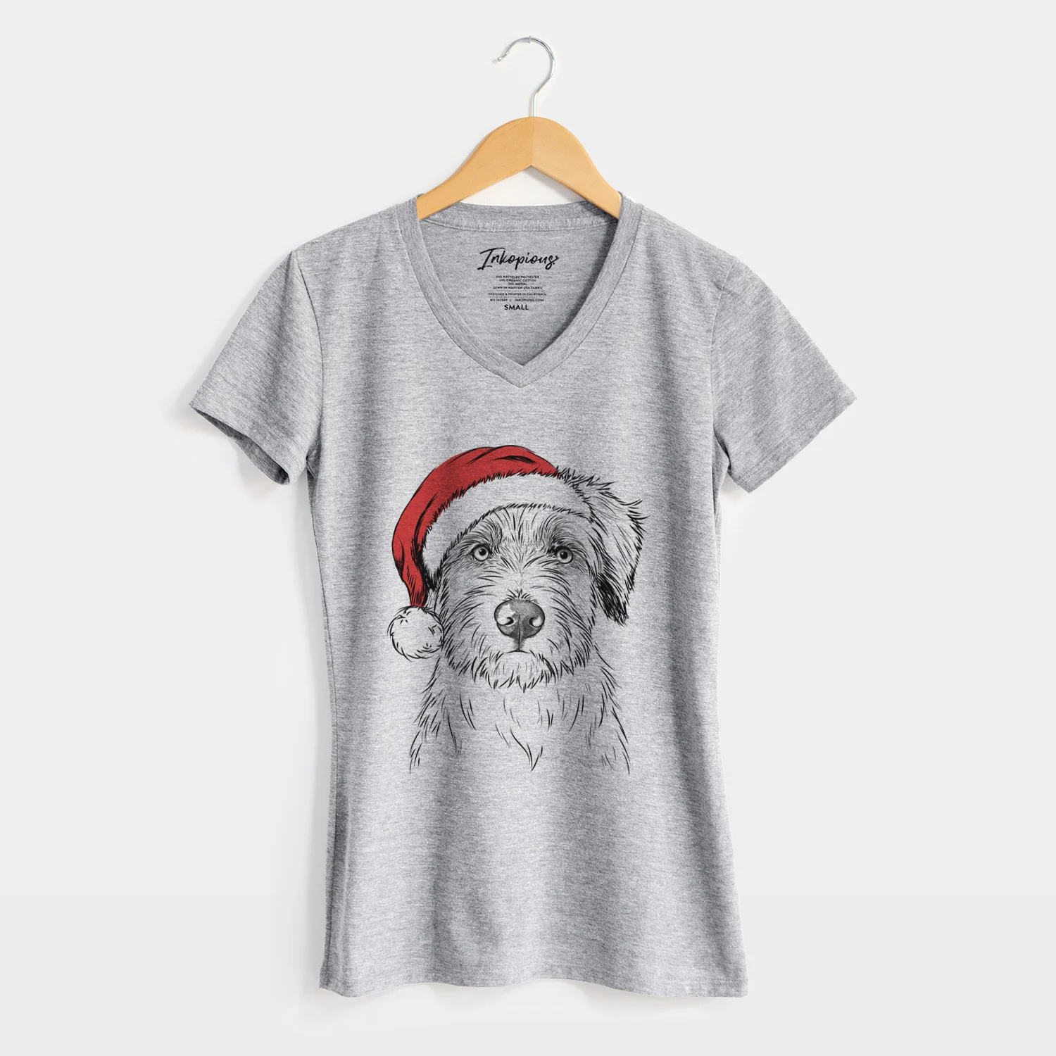 Santa Marek the Bernedoodle - Women's Perfect V-neck Shirt - Image 8