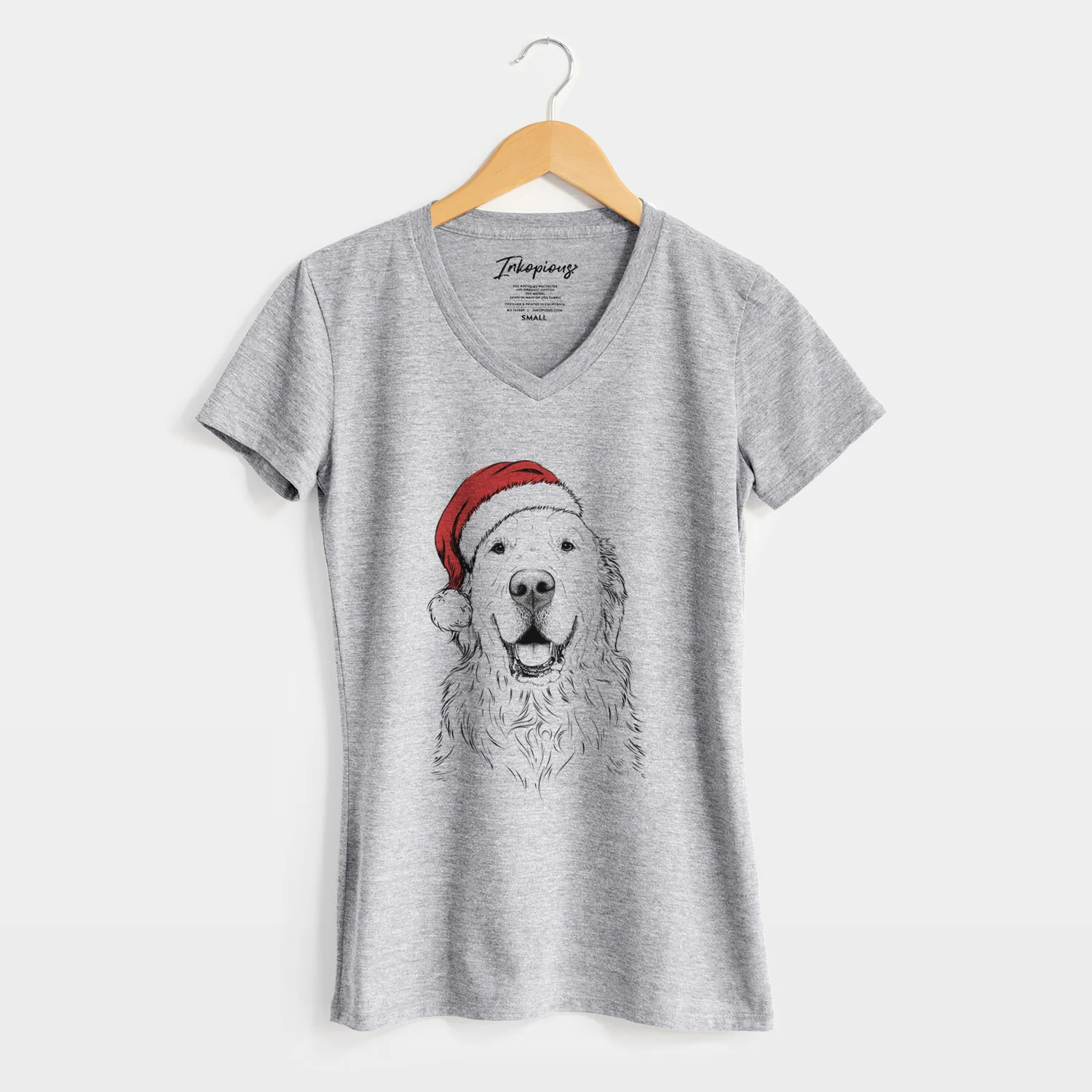 Santa Maximus the Golden Retriever - Women's Perfect V-neck Shirt - Image 8