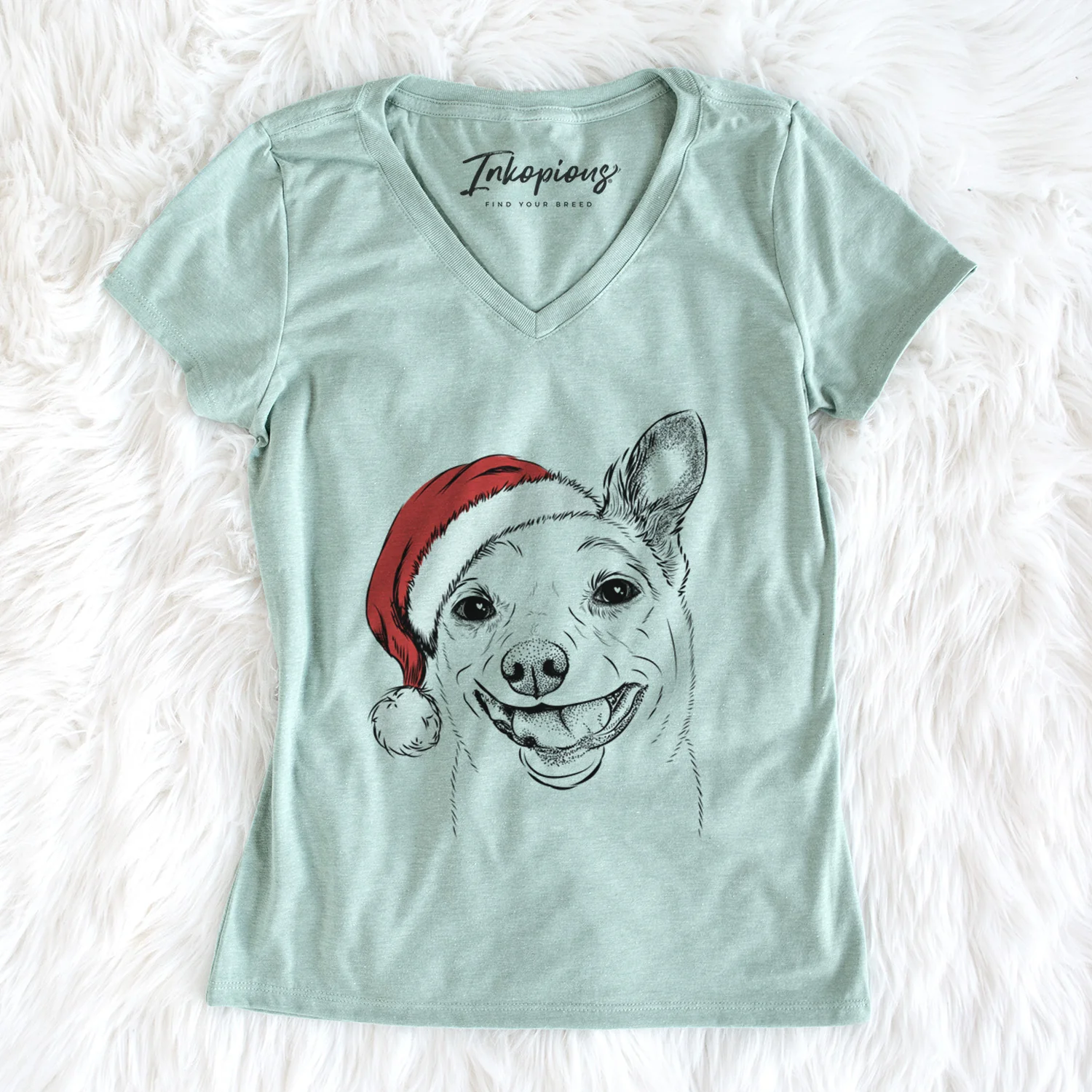 Santa Mortimer the Mixed Breed - Women's Perfect V-neck Shirt - Image 5