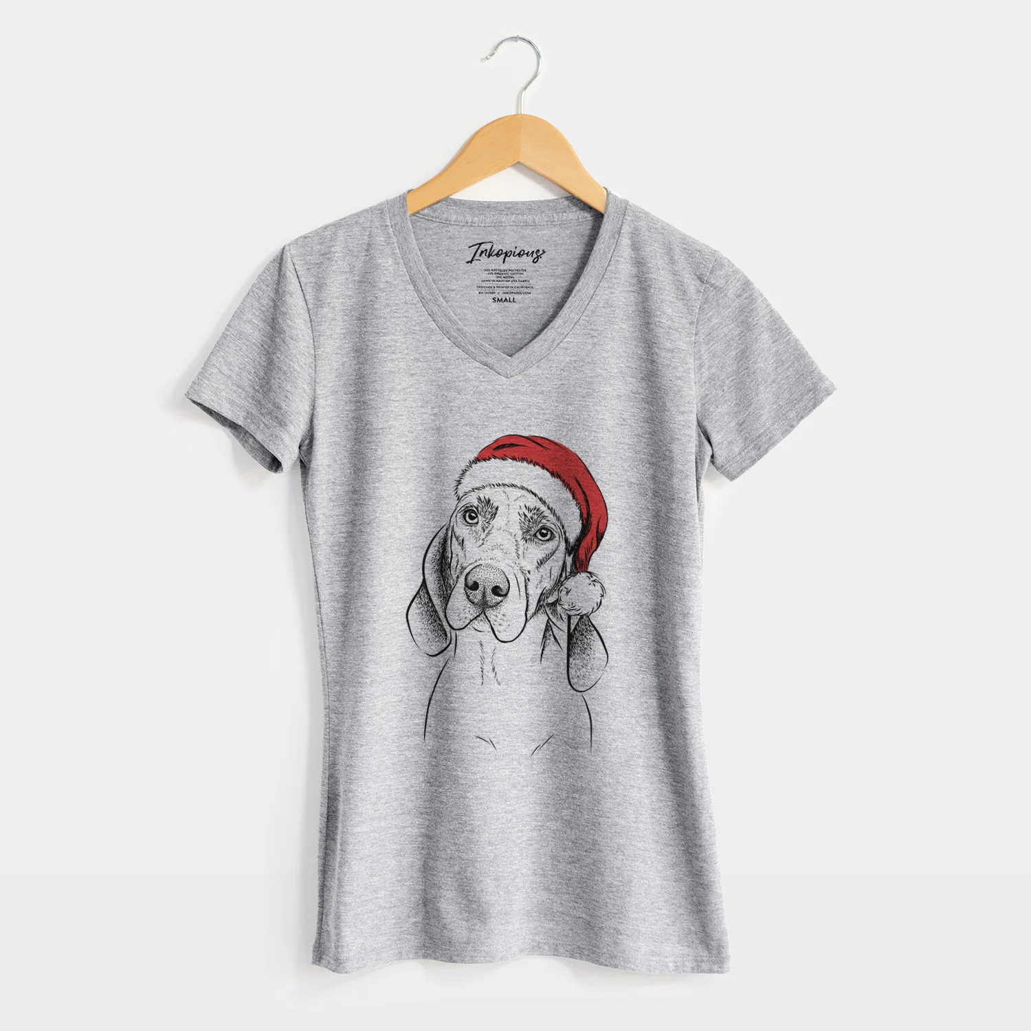 Santa Norman the Plott Hound - Women's Perfect V-neck Shirt - Image 8