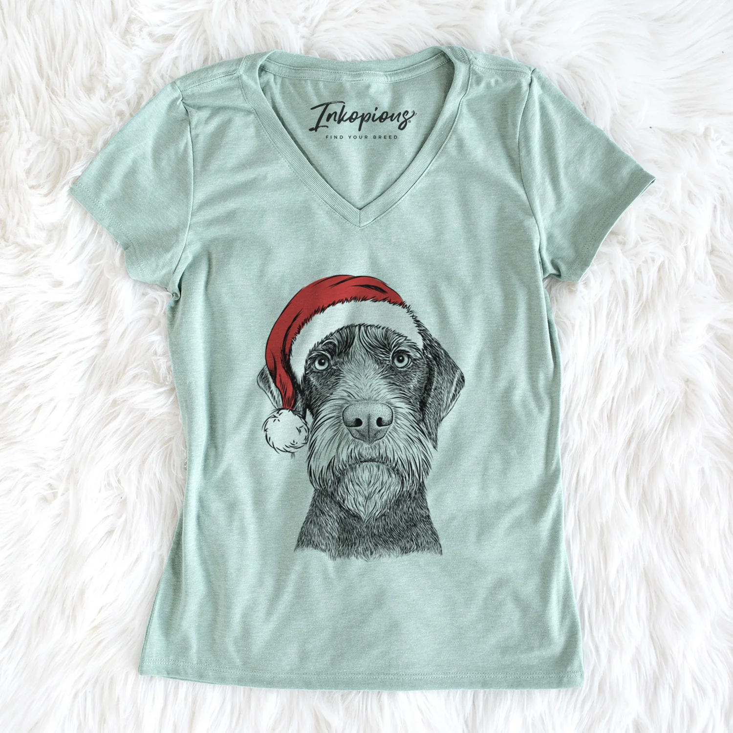 Santa Oakley the Pudelpointer - Women's Perfect V-neck Shirt - Image 5