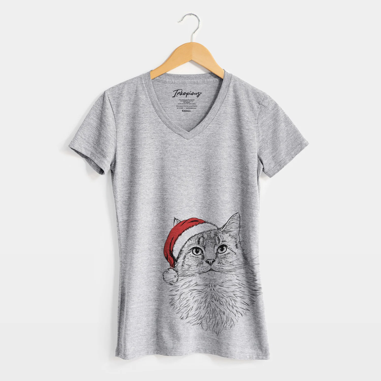 Santa Olive the Cat - Women's Perfect V-neck Shirt - Image 4