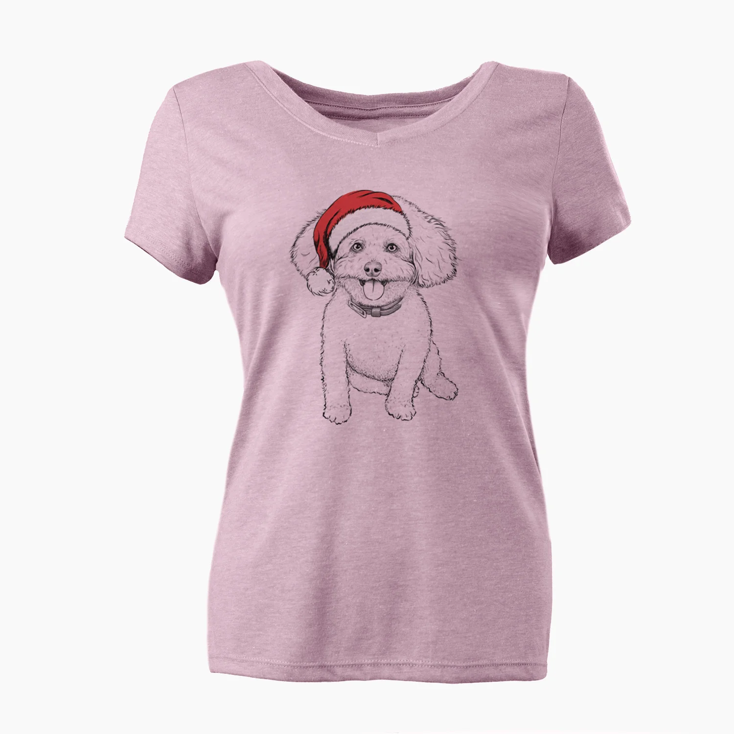 Santa Peyton the Bichon Frise - Women's Perfect V-neck Shirt - Image 6
