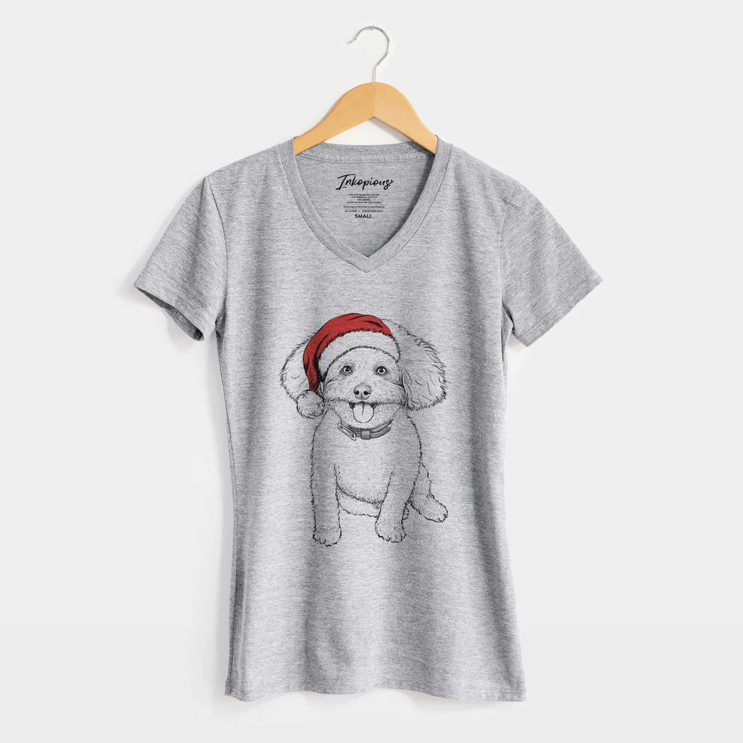 Santa Peyton the Bichon Frise - Women's Perfect V-neck Shirt - Image 8