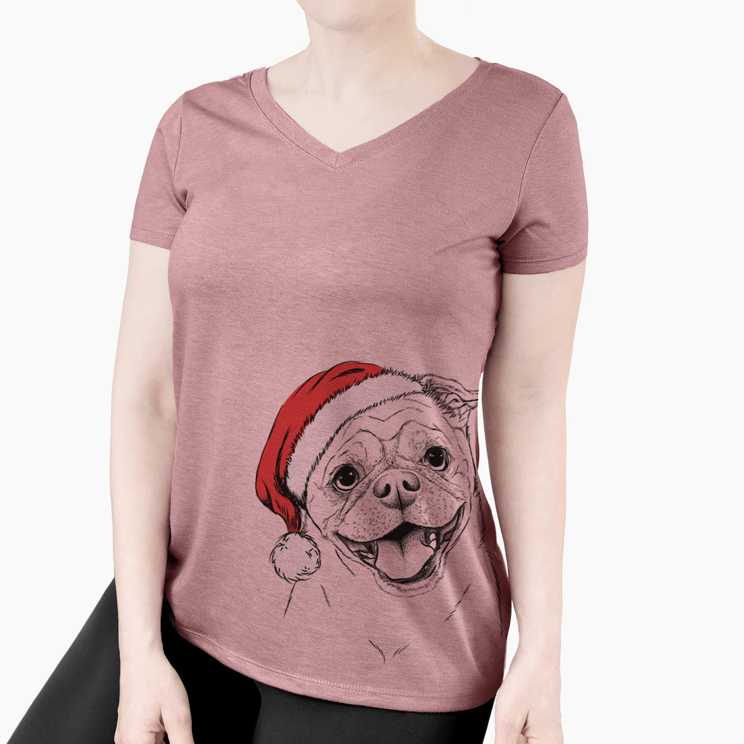 Santa Riley the Chug - Women's Perfect V-neck Shirt - Image 3