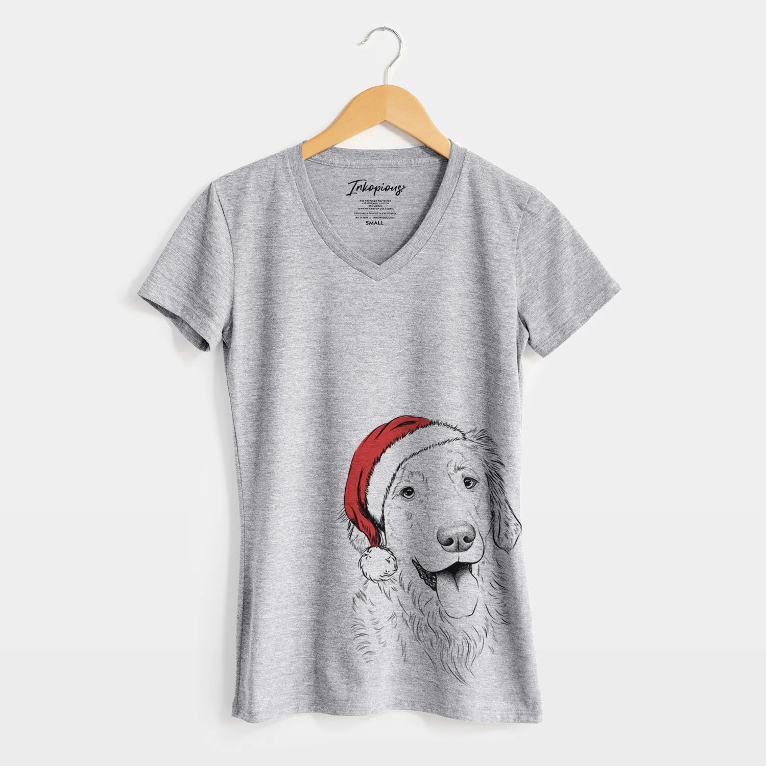 Santa Semba the Golden Retriever - Women's Perfect V-neck Shirt - Image 4