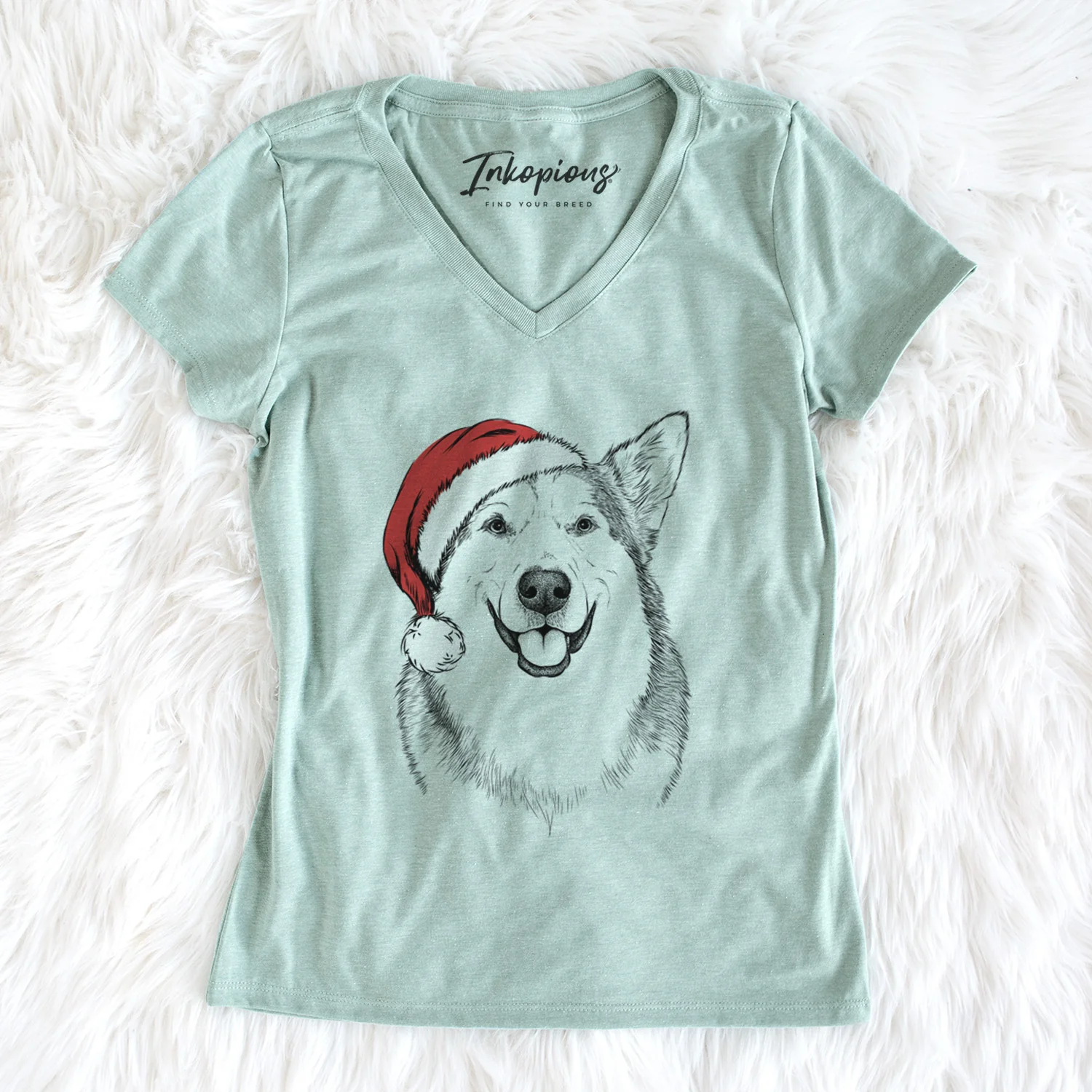 Santa Vader the Alaskan Malamute - Women's Perfect V-neck Shirt - Image 5