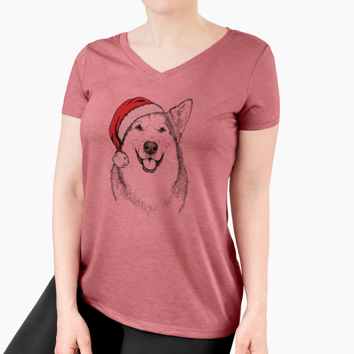 Santa Vader the Alaskan Malamute - Women's Perfect V-neck Shirt - Image 7