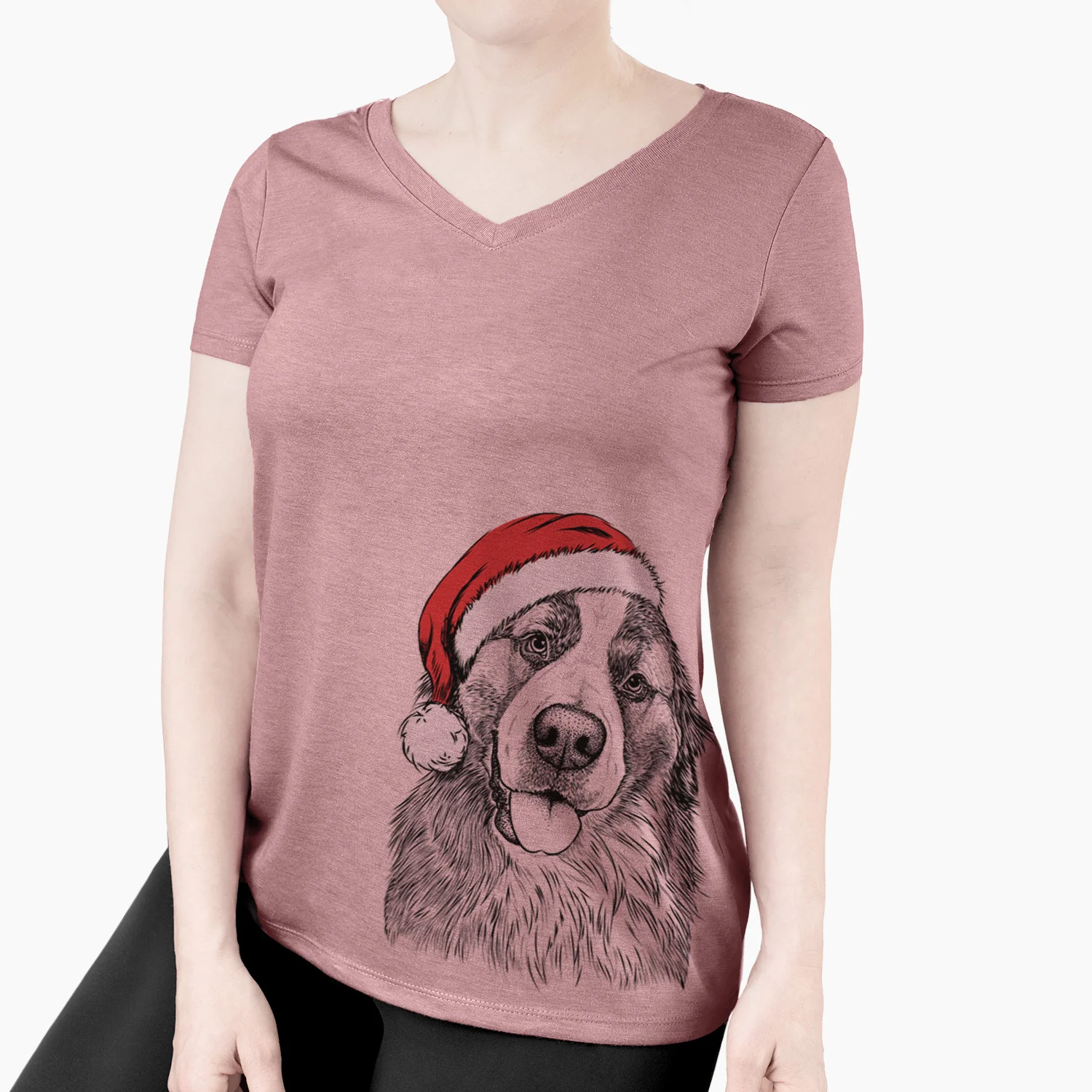 Santa Walter the Bernese Mountain Dog Mix - Women's Perfect V-neck Shirt - Image 3