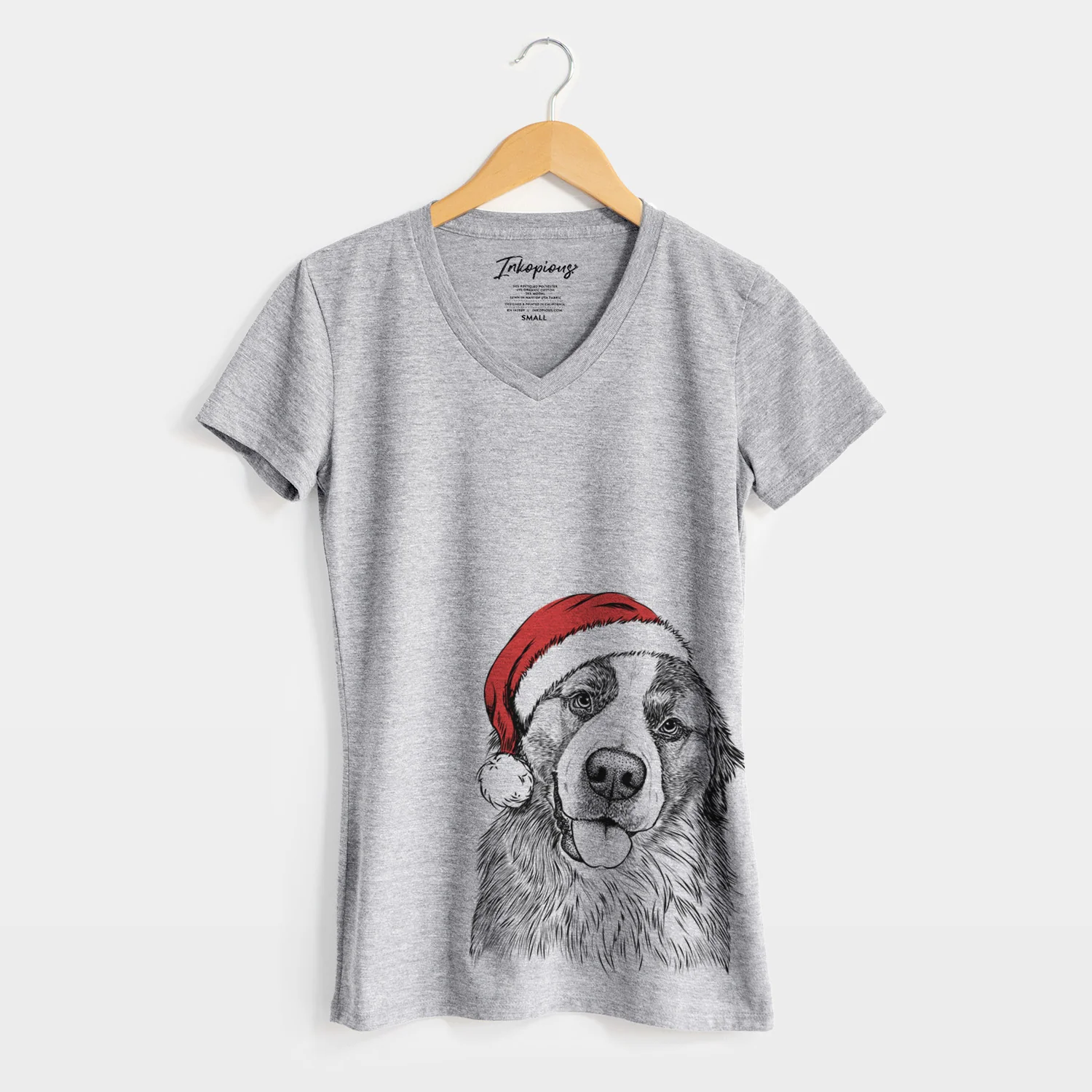 Santa Walter the Bernese Mountain Dog Mix - Women's Perfect V-neck Shirt - Image 4