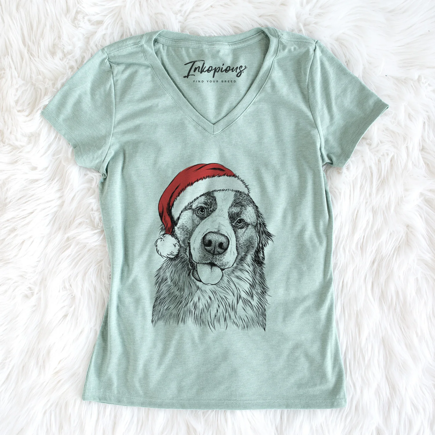 Santa Walter the Bernese Mountain Dog Mix - Women's Perfect V-neck Shirt - Image 5