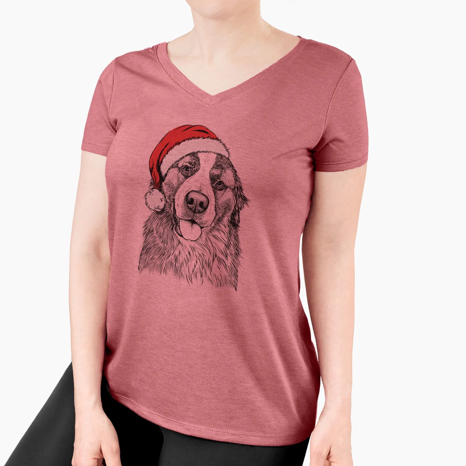 Santa Walter the Bernese Mountain Dog Mix - Women's Perfect V-neck Shirt - Image 7