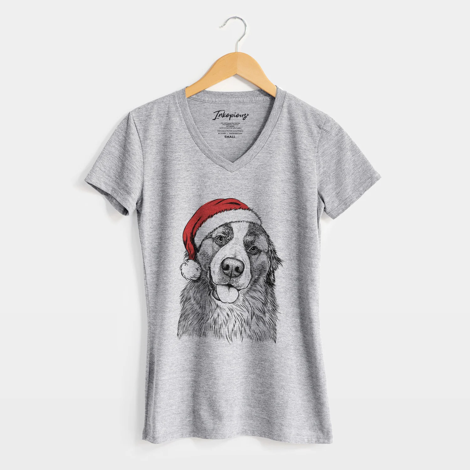 Santa Walter the Bernese Mountain Dog Mix - Women's Perfect V-neck Shirt - Image 8