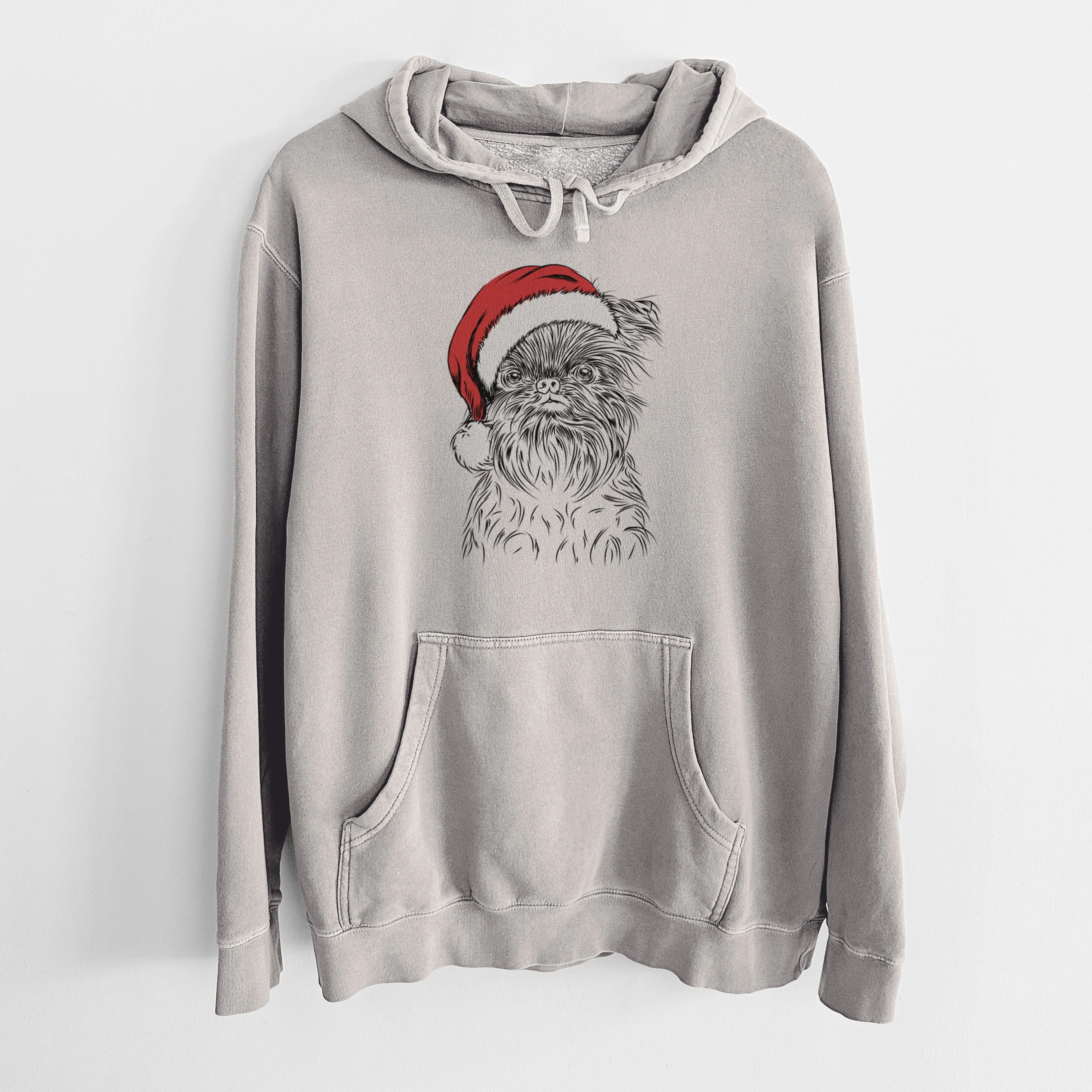 Santa Hat Alo the Brussels Griffon - Unisex Pigment Dyed Hoodie - Image 5