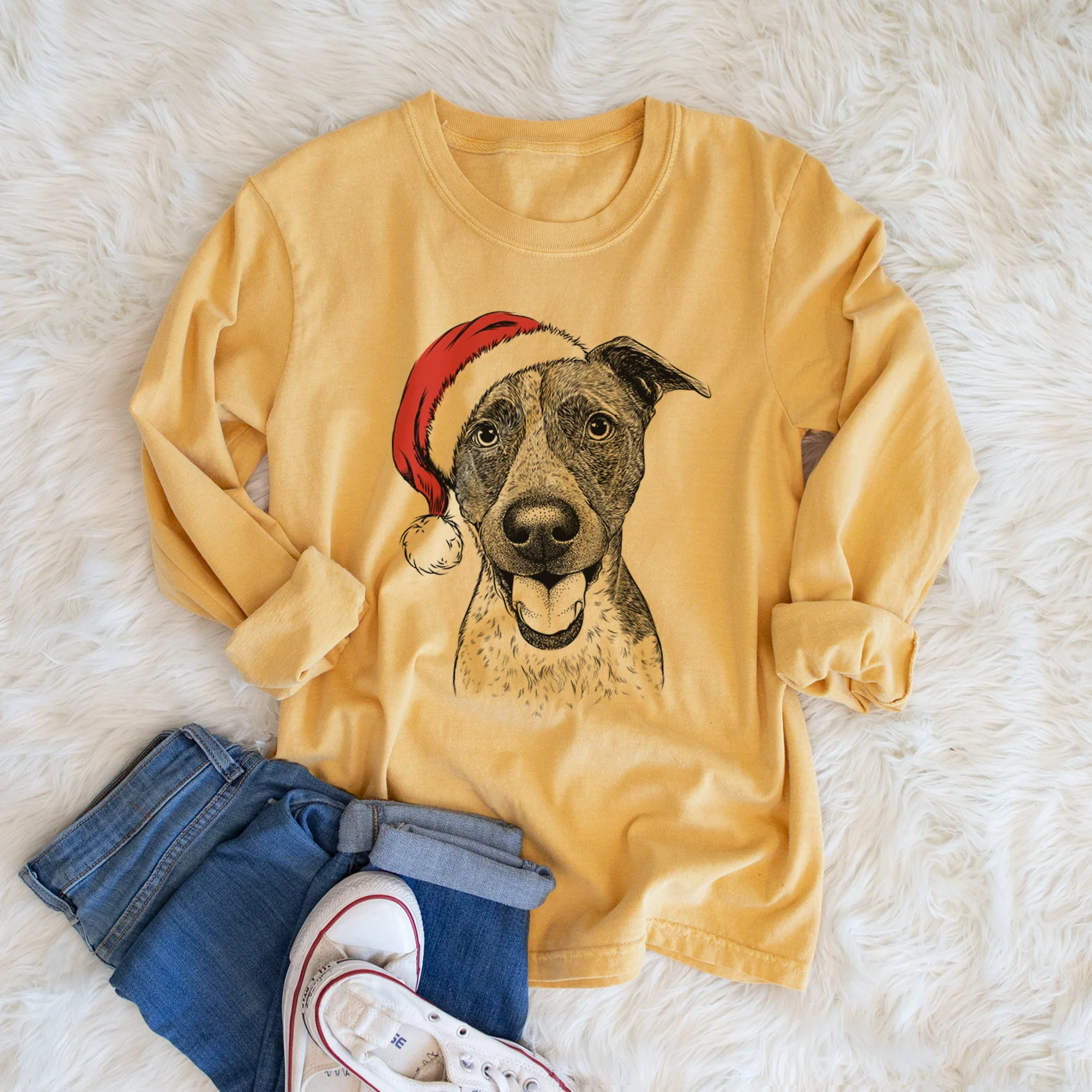 Santa Amigo the Heeler Mix - Heavyweight 100% Cotton Long Sleeve - Image 5