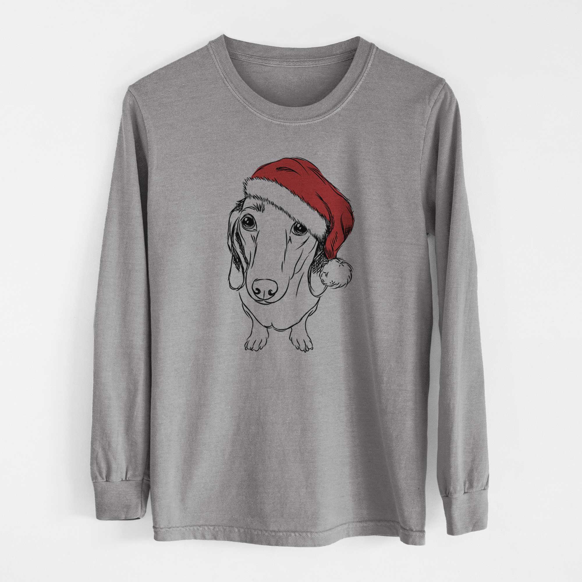 Santa Annabelle the Dachshund - Men's Heavyweight 100% Cotton Long Sleeve - Image 7