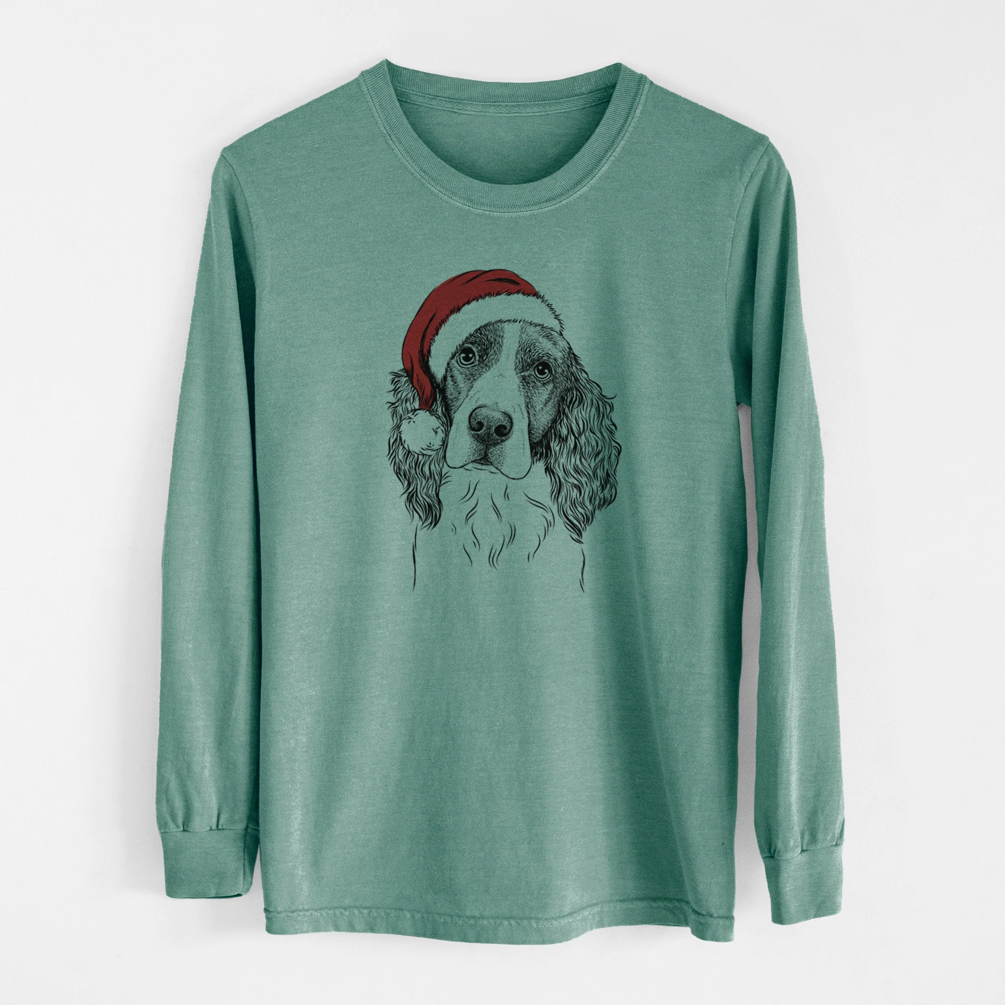 Santa Annie the English Springer Spaniel - Men's Heavyweight 100% Cotton Long Sleeve - Image 12