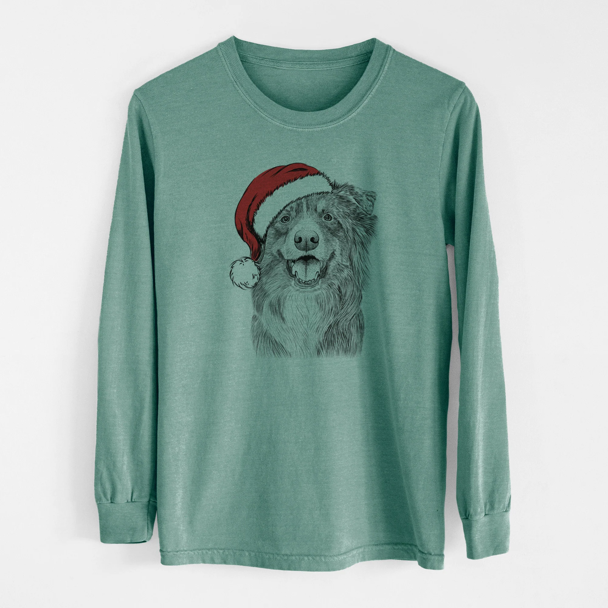 Santa Aussie Parker the Australian Shepherd - Men's Heavyweight 100% Cotton Long Sleeve - Image 12