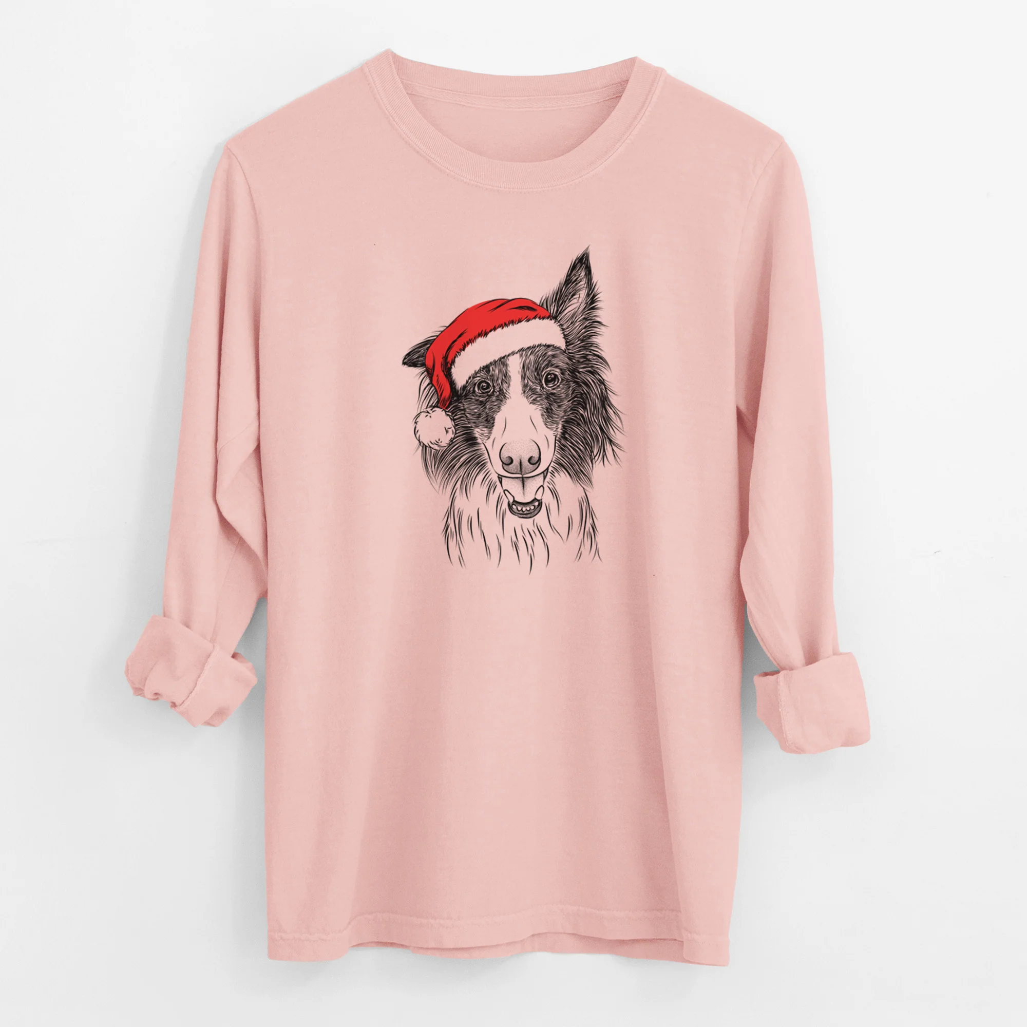 Santa Archie the Silken Windhound - Men's Heavyweight 100% Cotton Long Sleeve - Image 11