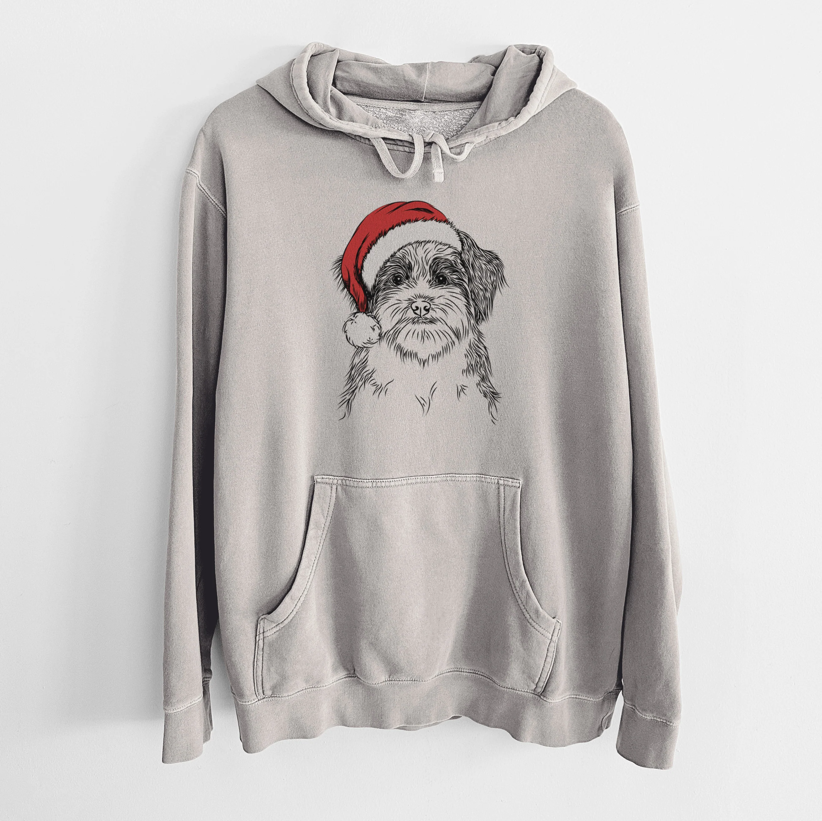 Santa Hat Asa the Havanese - Unisex Pigment Dyed Hoodie - Image 5