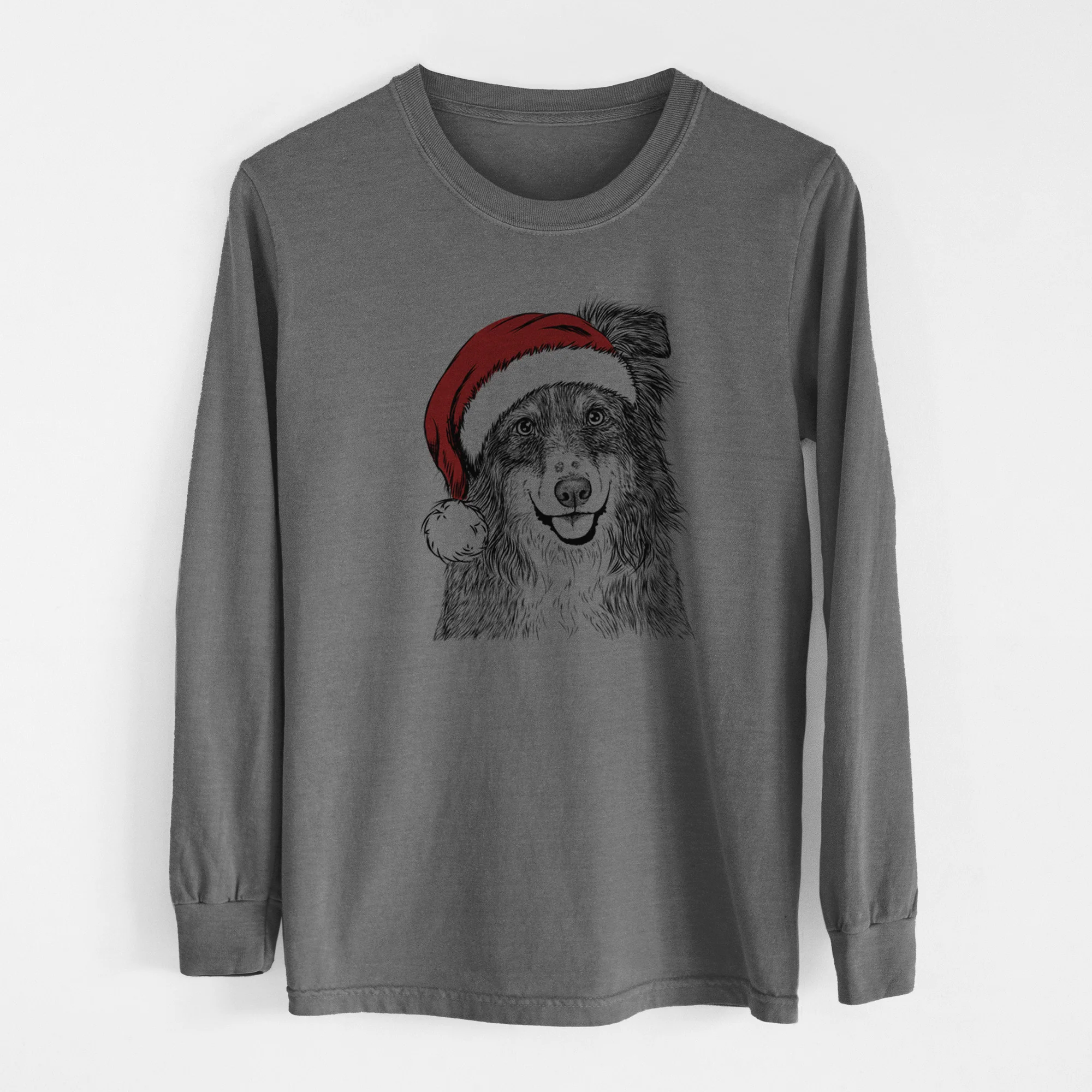Santa Aushe the Australian Shepherd - Men's Heavyweight 100% Cotton Long Sleeve - Image 14