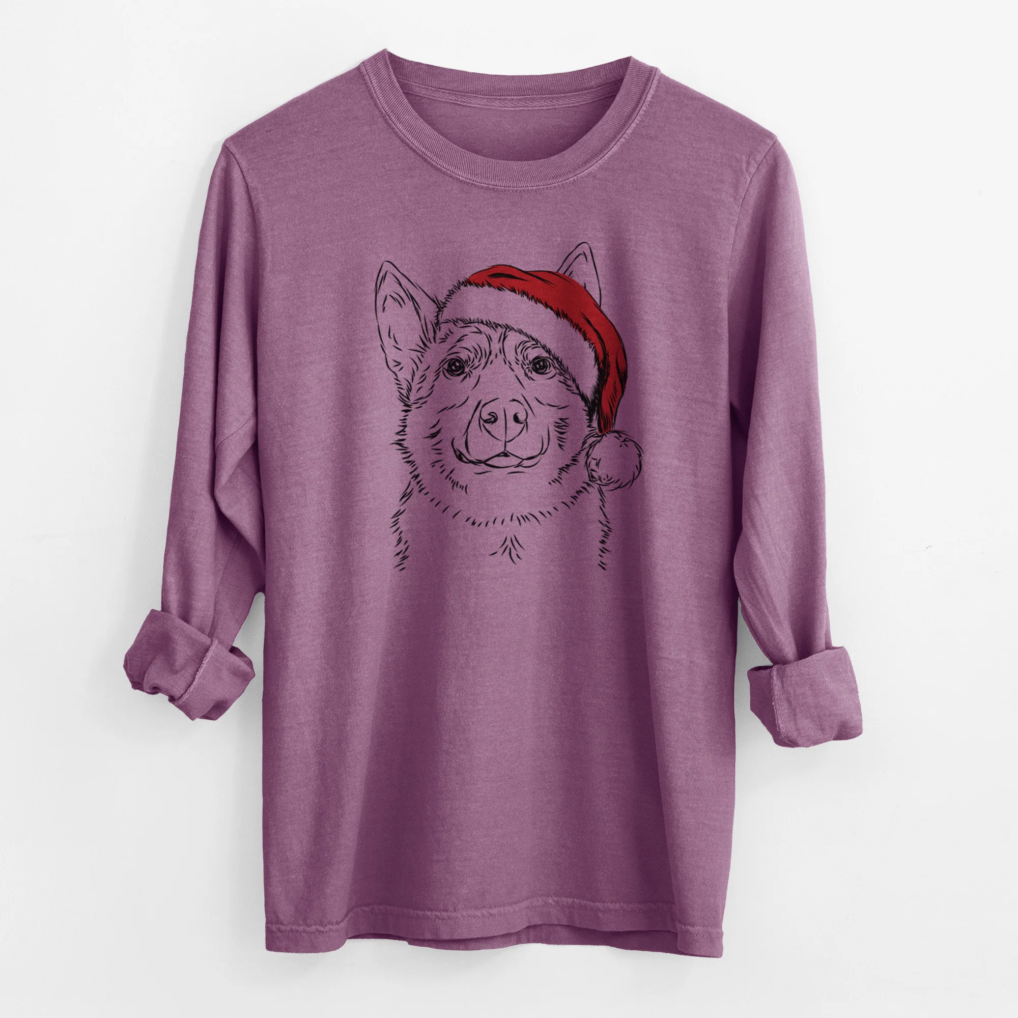 Santa Austin the Heeler - Men's Heavyweight 100% Cotton Long Sleeve - Image 10