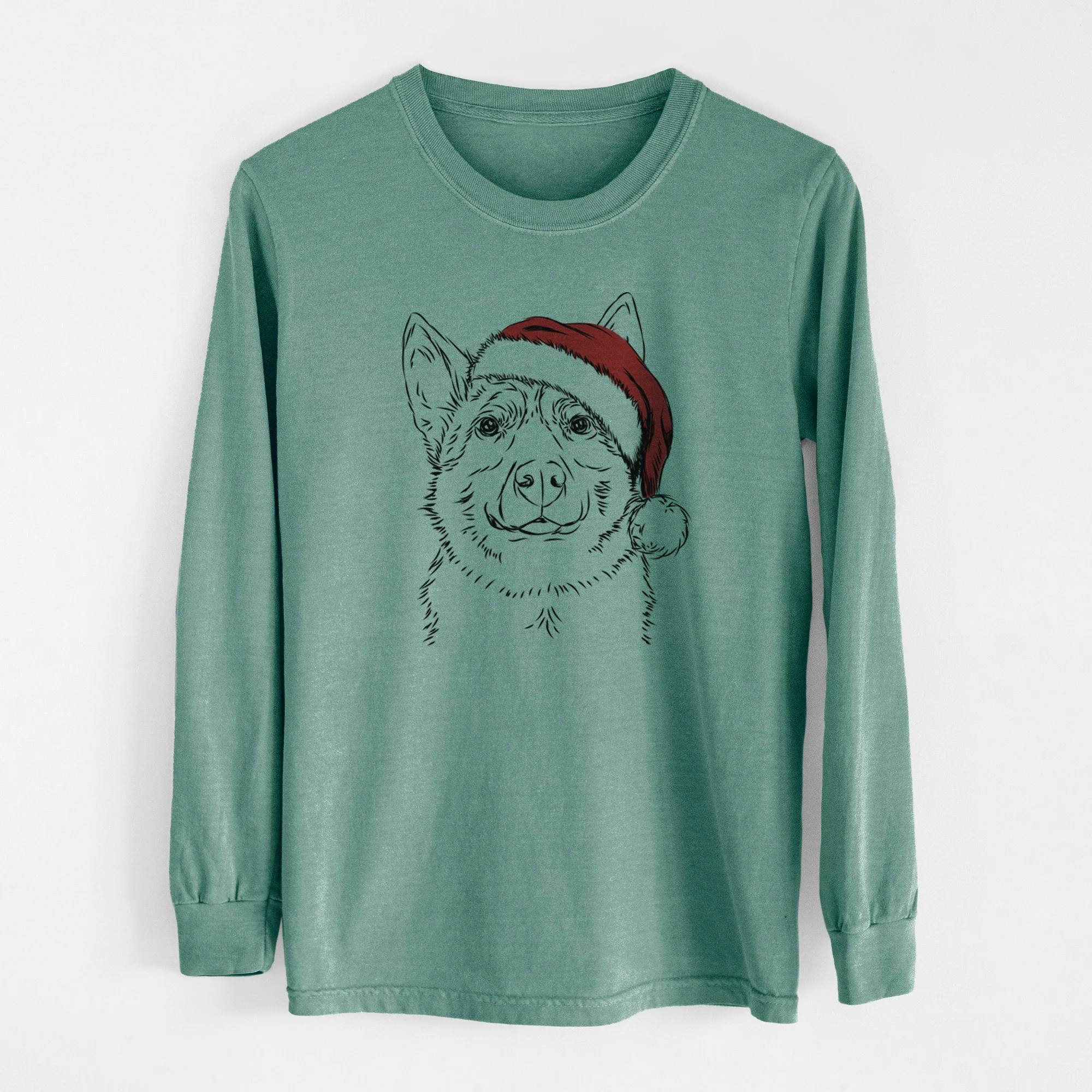 Santa Austin the Heeler - Men's Heavyweight 100% Cotton Long Sleeve - Image 12