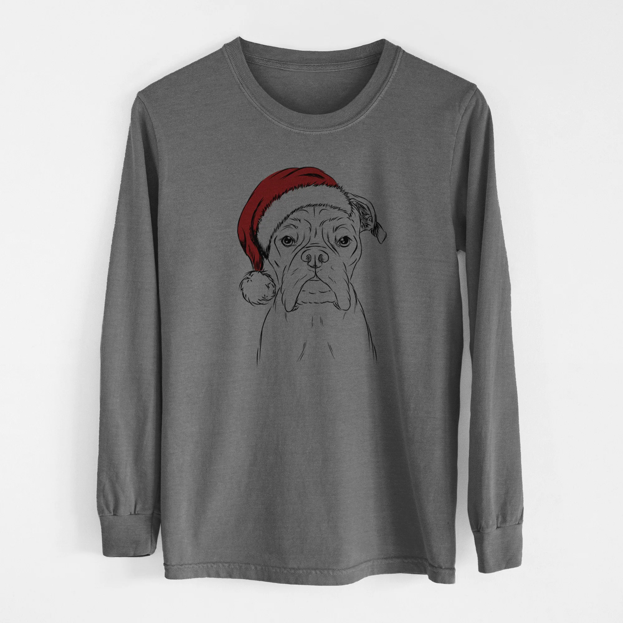 Santa Axel the Boxer - Men's Heavyweight 100% Cotton Long Sleeve - Image 14