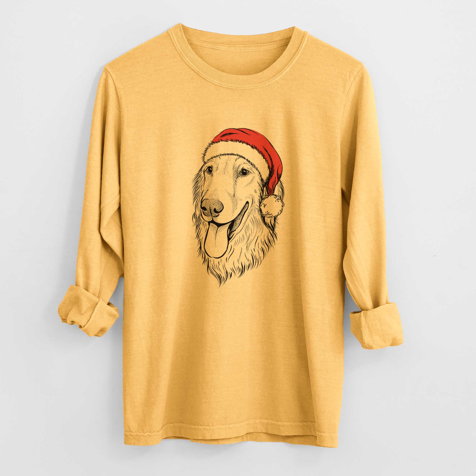 Santa Bailey the Golden Retriever - Men's Heavyweight 100% Cotton Long Sleeve - Image 3