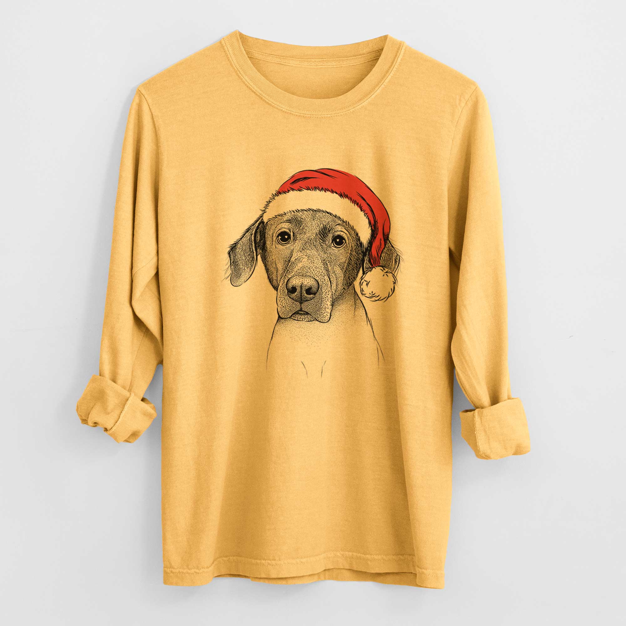 Santa Baldwin the Mixed Breed - Men's Heavyweight 100% Cotton Long Sleeve - Image 3