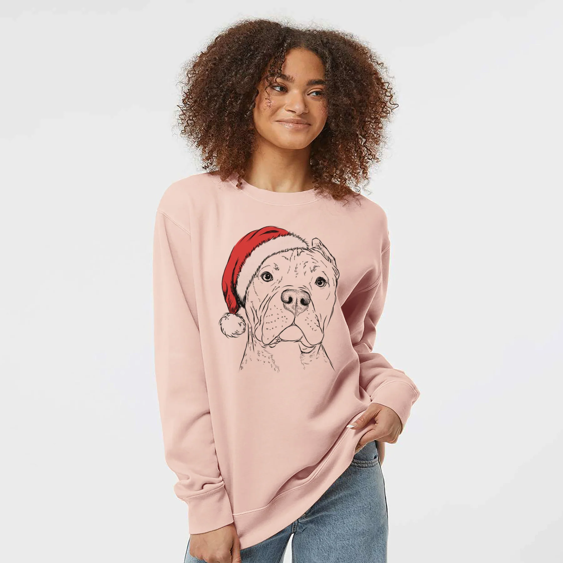 Santa Bam Bam the Pitbull - Unisex Pigment Dyed Crew Sweatshirt