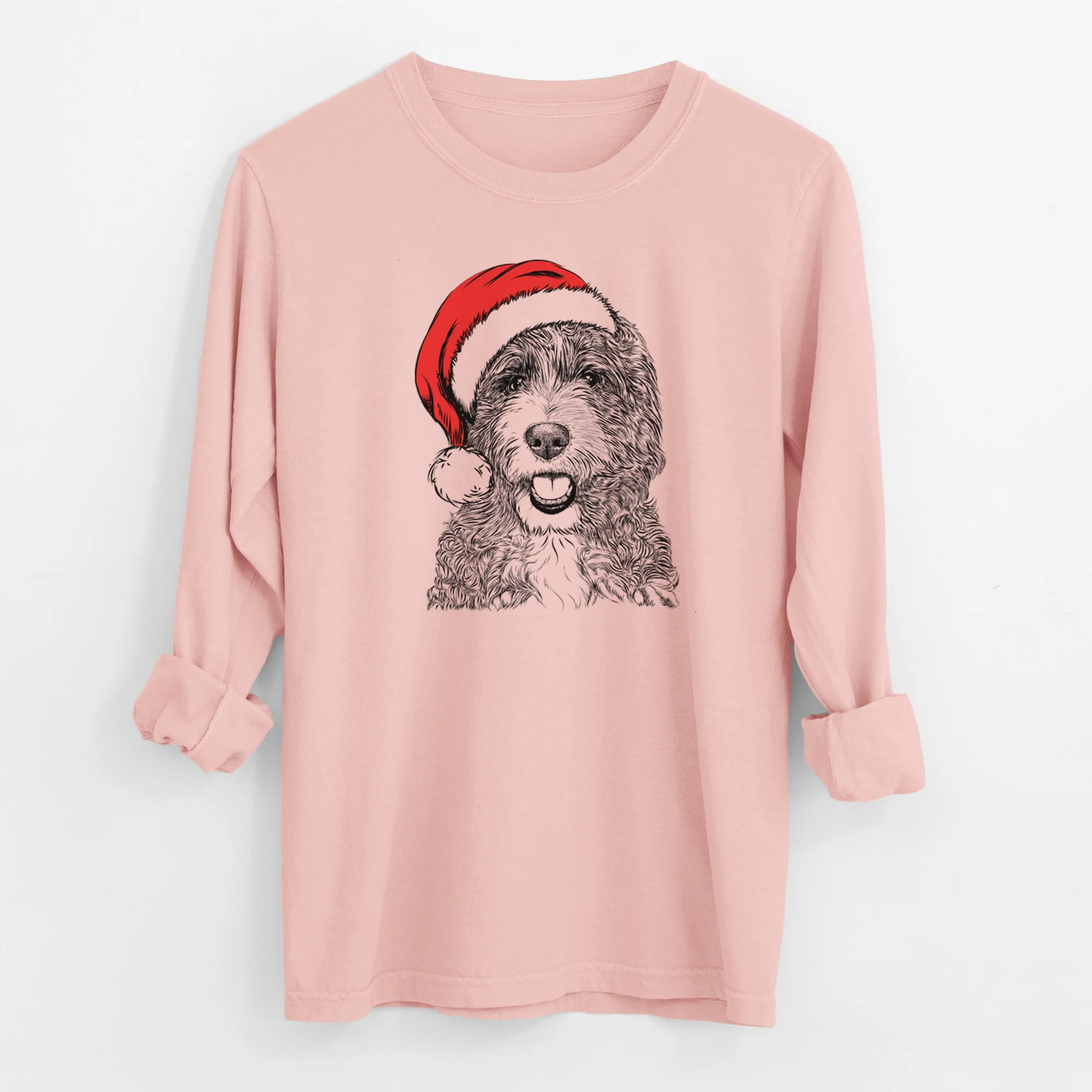 Santa Bash the Bernedoodle - Men's Heavyweight 100% Cotton Long Sleeve - Image 11