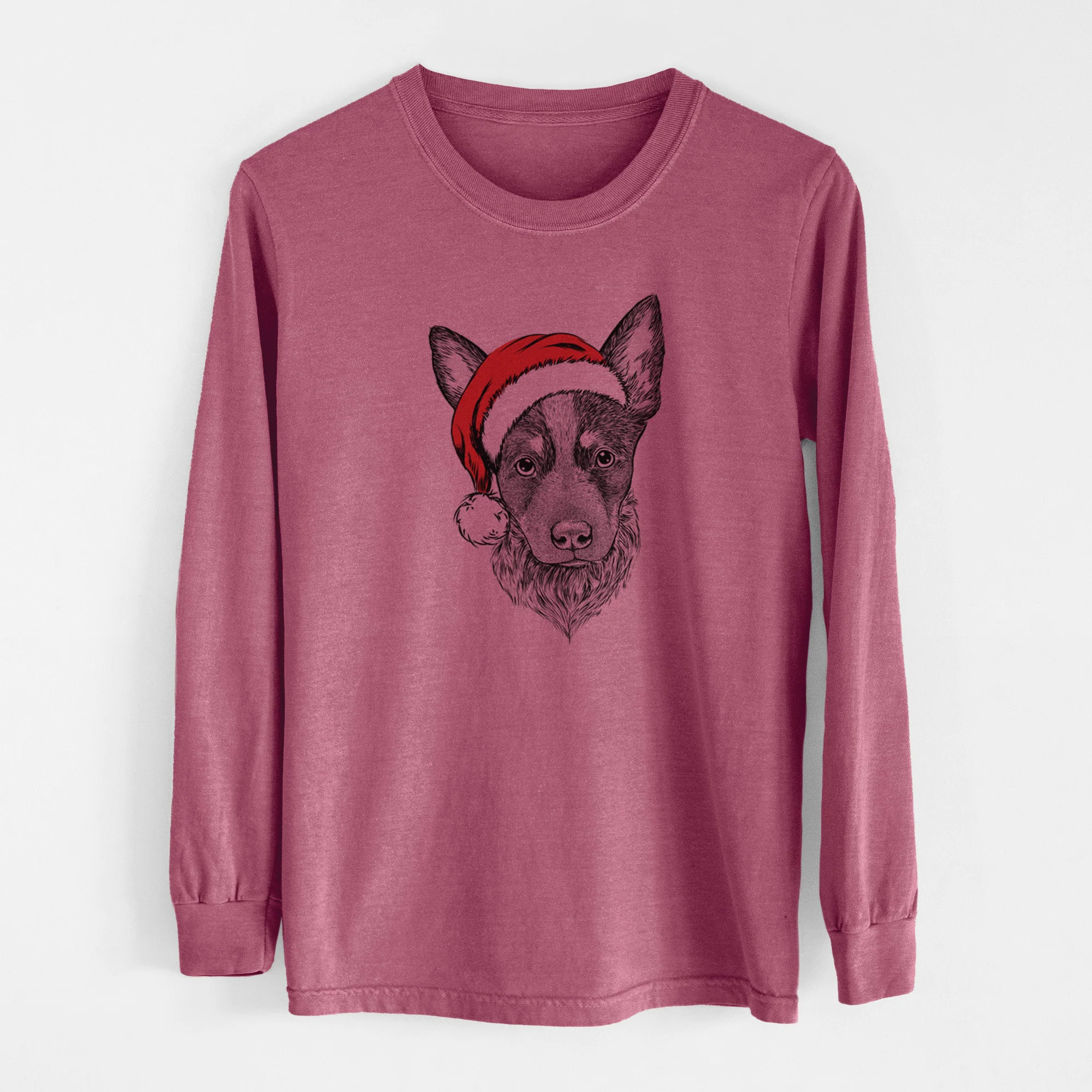 Santa Bella the Blue Heeler Puppy - Men's Heavyweight 100% Cotton Long Sleeve