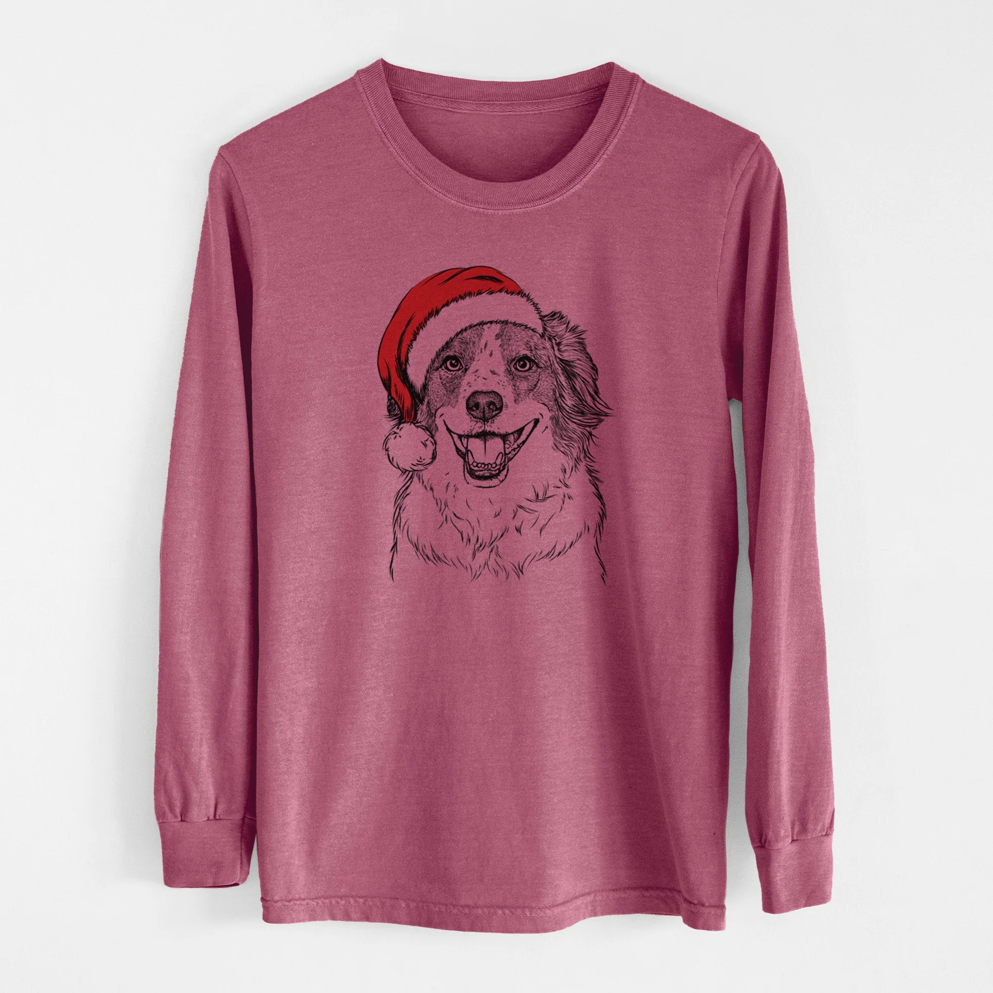 Santa Belle the Australian Shepherd Mix - Men's Heavyweight 100% Cotton Long Sleeve