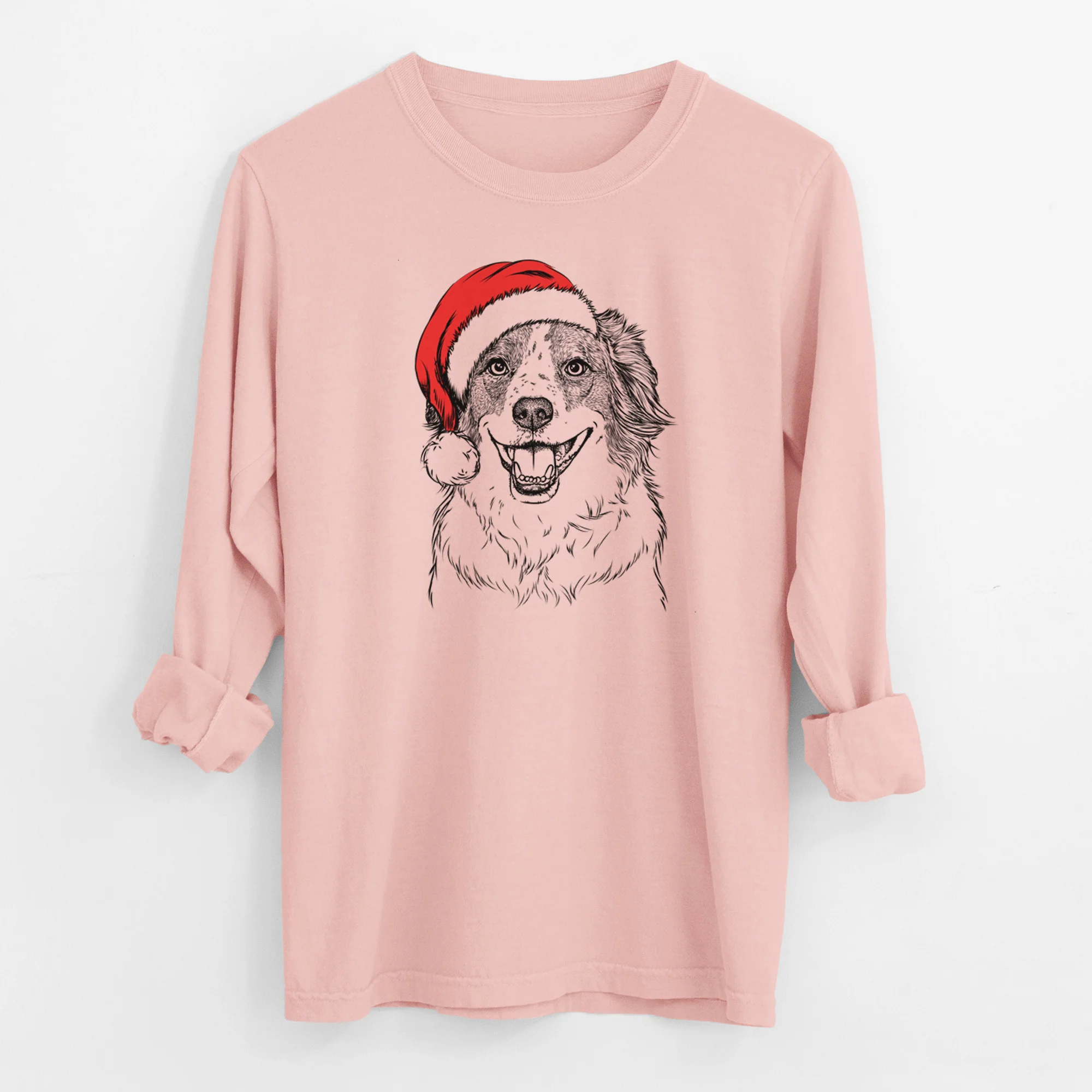 Santa Belle the Australian Shepherd Mix - Men's Heavyweight 100% Cotton Long Sleeve - Image 11