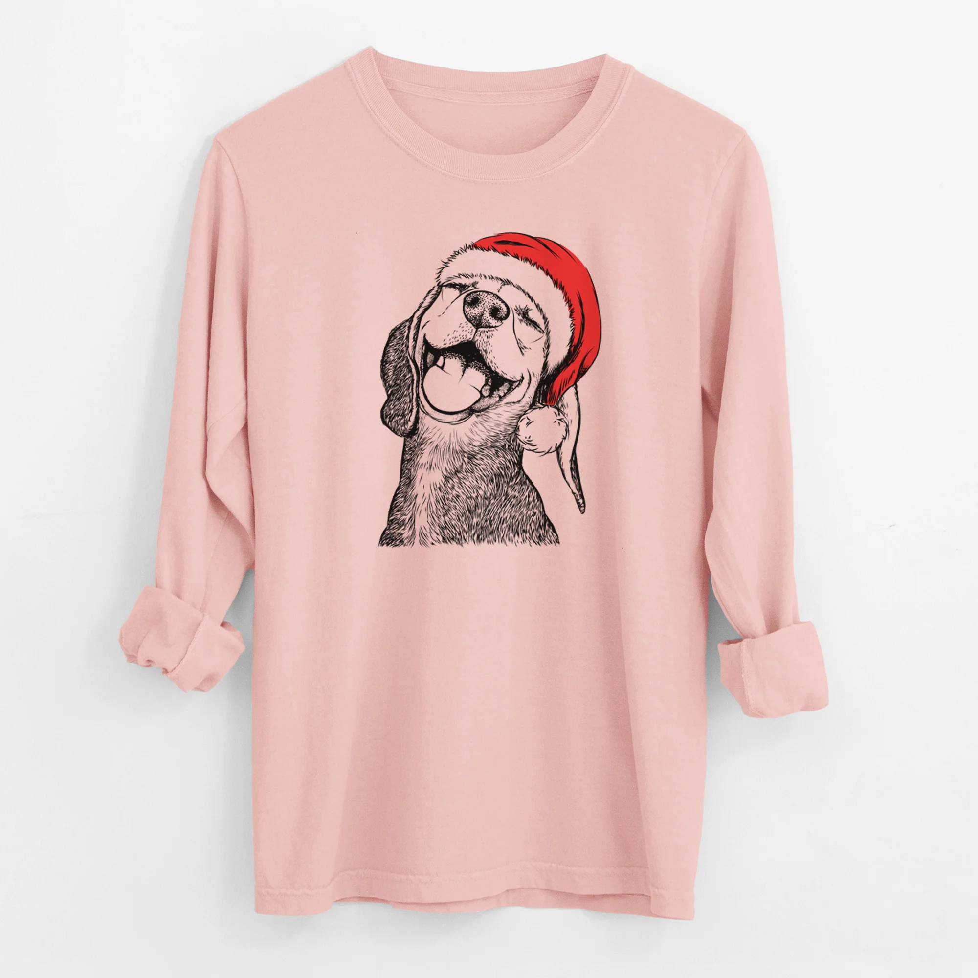 Santa Belle the Hound Mix - Men's Heavyweight 100% Cotton Long Sleeve - Image 11