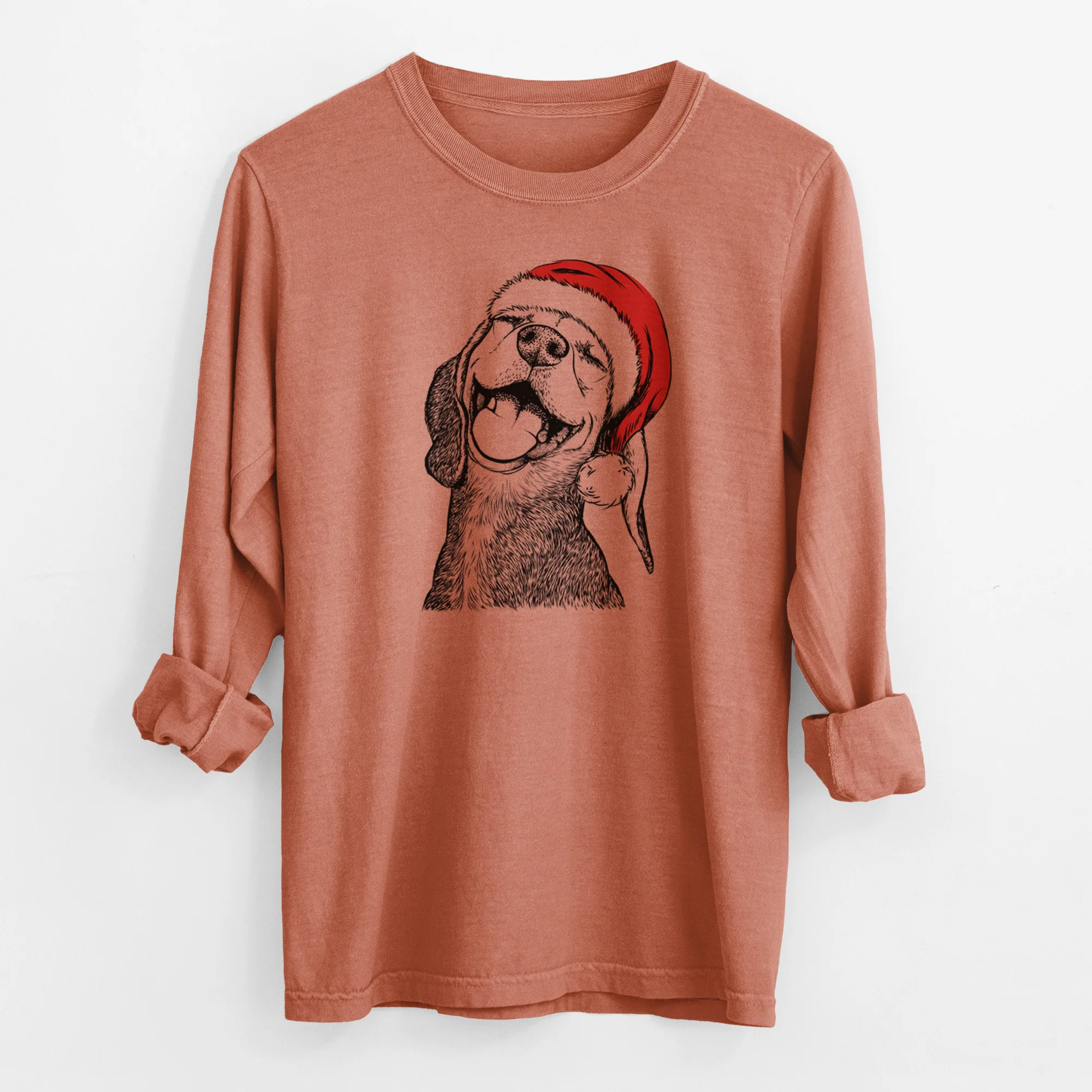 Santa Belle the Hound Mix - Men's Heavyweight 100% Cotton Long Sleeve - Image 13