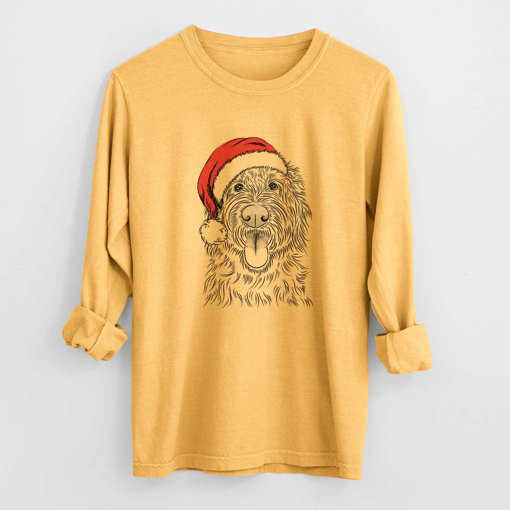Santa Bennett the Doodle - Men's Heavyweight 100% Cotton Long Sleeve - Image 3