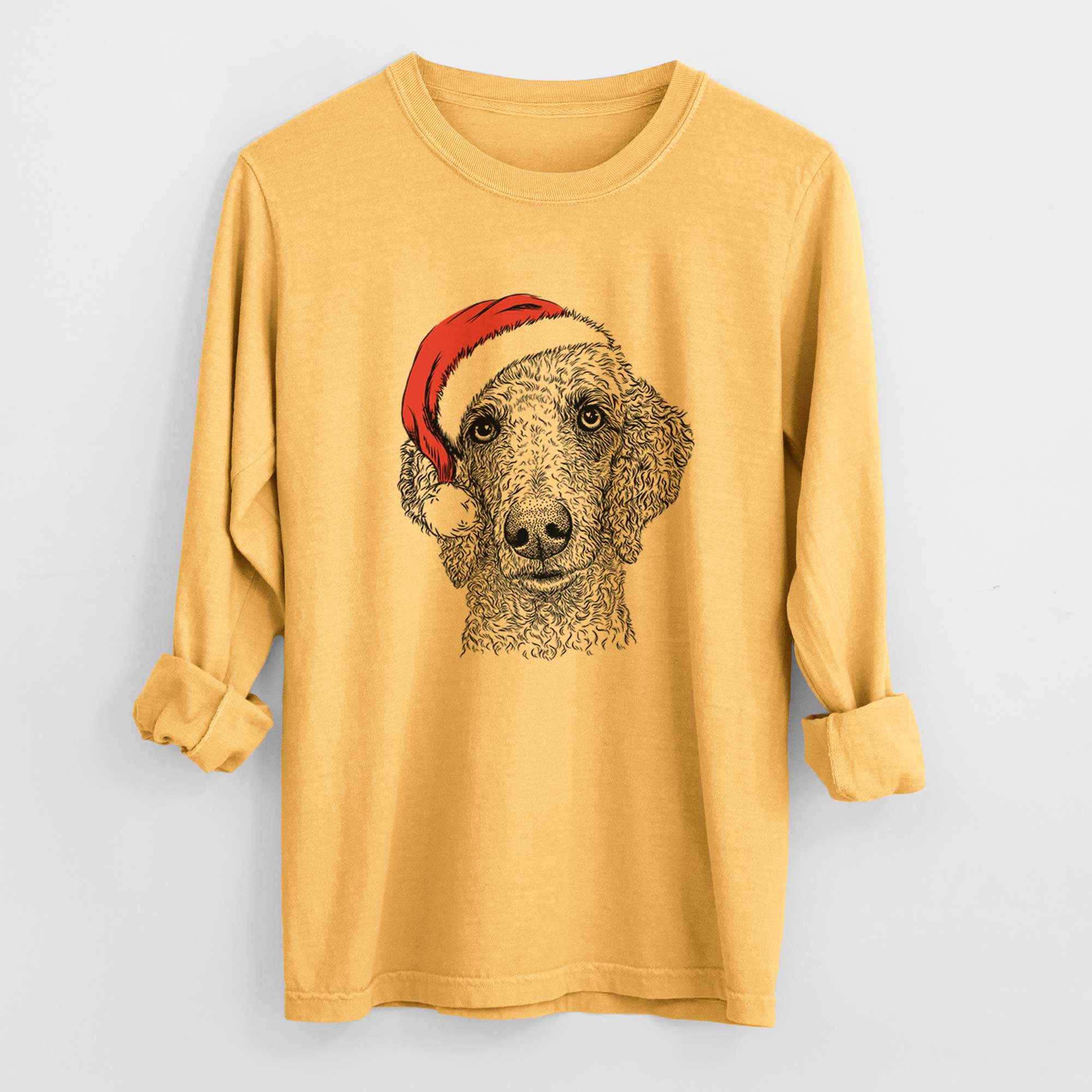 Santa Blossom the Poodle - Men's Heavyweight 100% Cotton Long Sleeve - Image 3