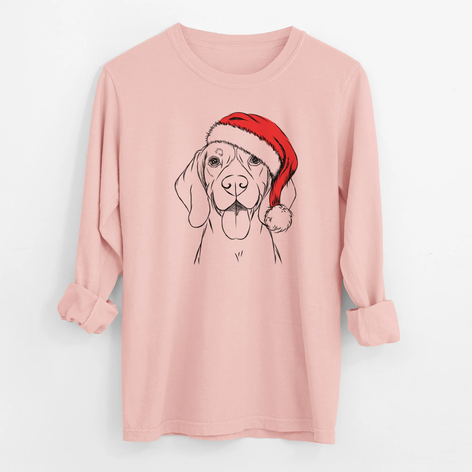 Santa Bogie the Beagle - Men's Heavyweight 100% Cotton Long Sleeve - Image 11
